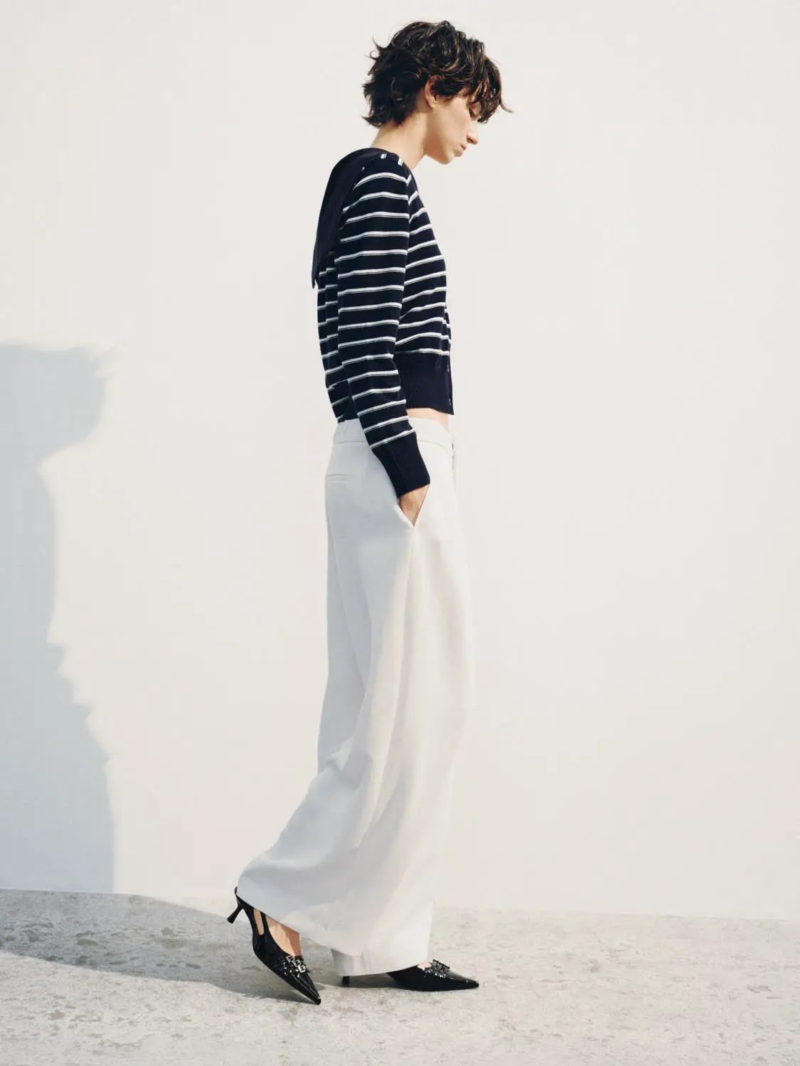 Striped Ribbed Long Sleeve V-neck Knit Cardigan