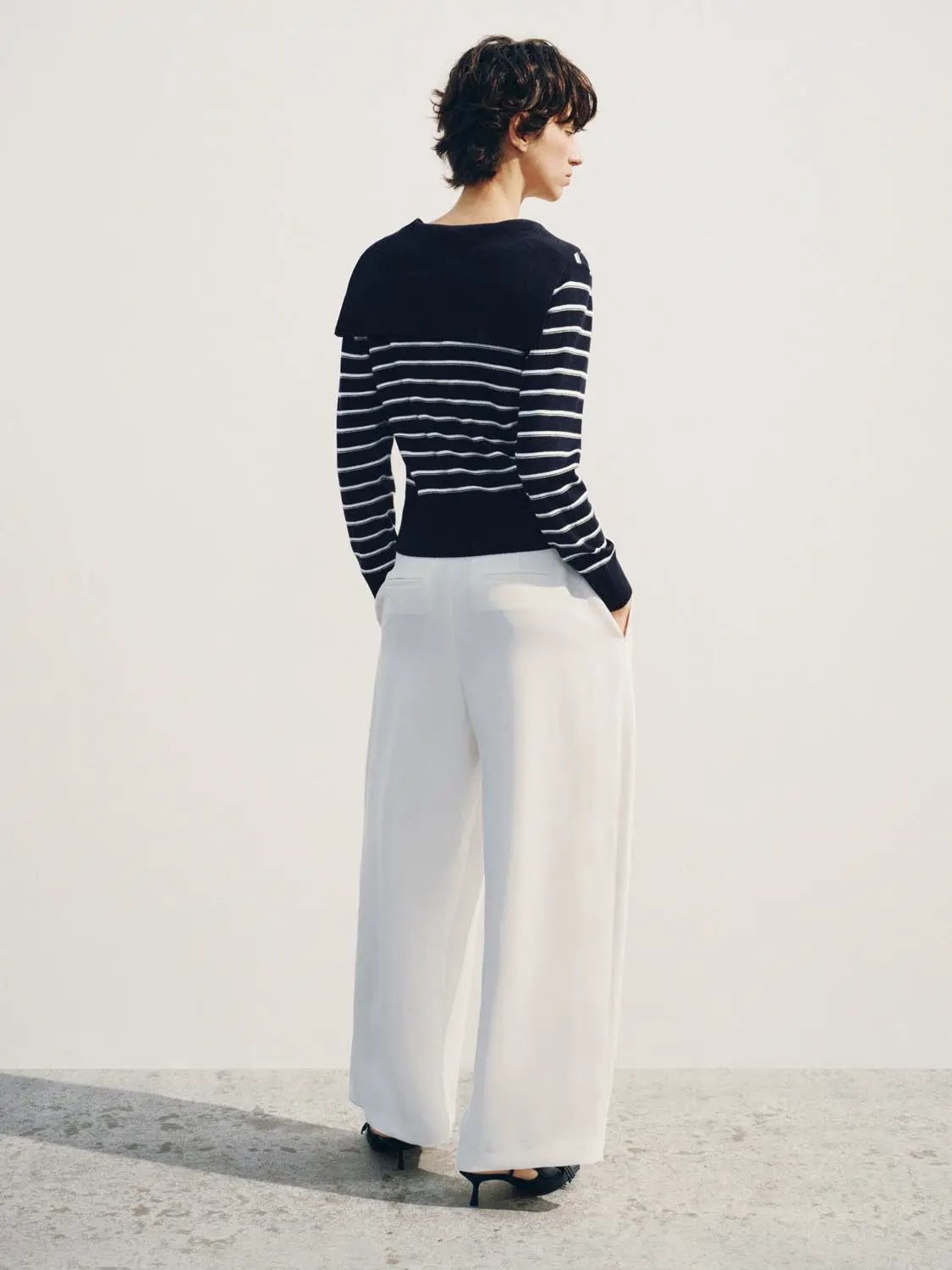 Striped Ribbed Long Sleeve V-neck Knit Cardigan