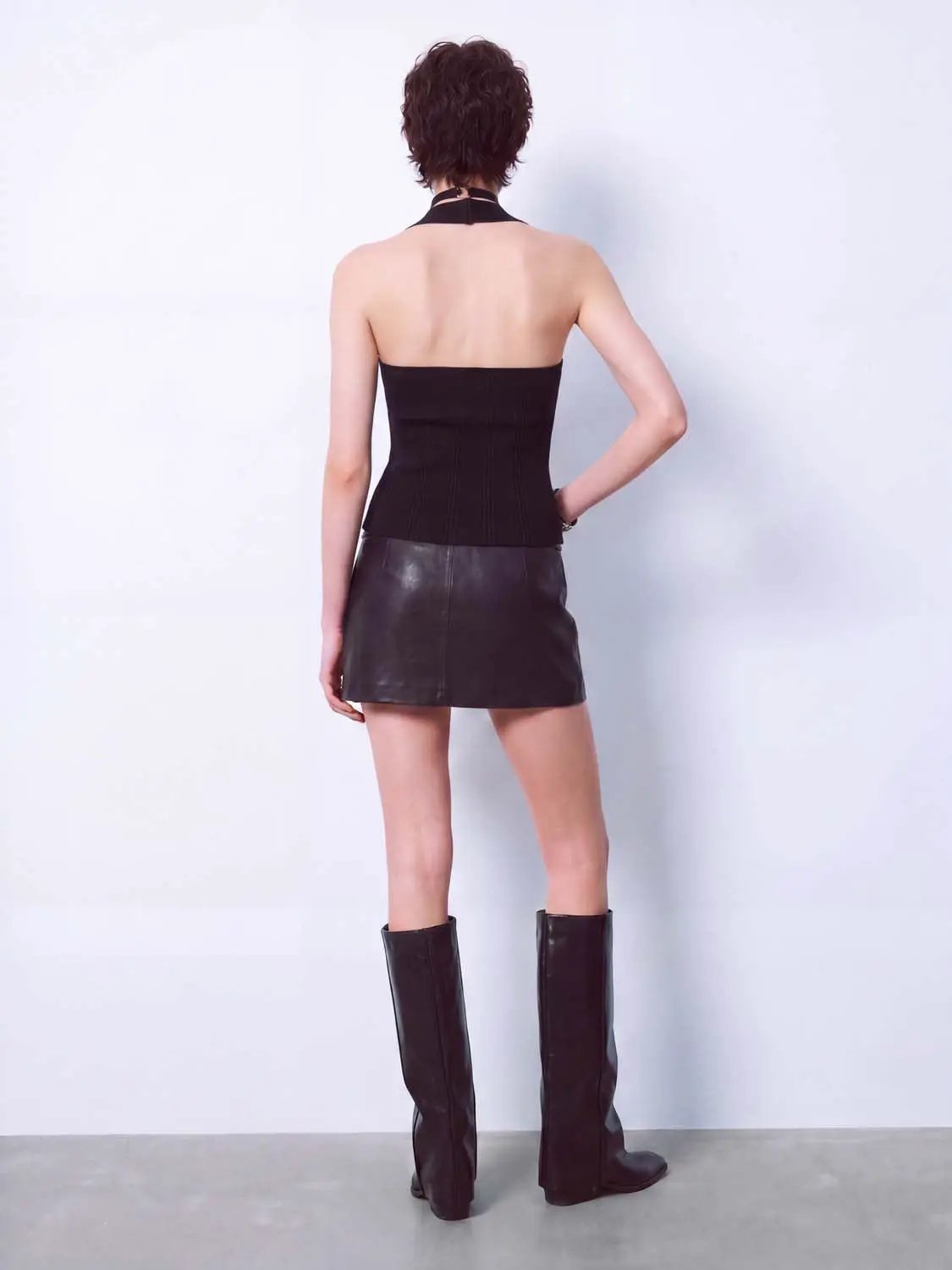Ribbed Sleeveless Square Neck Textured Knit Top