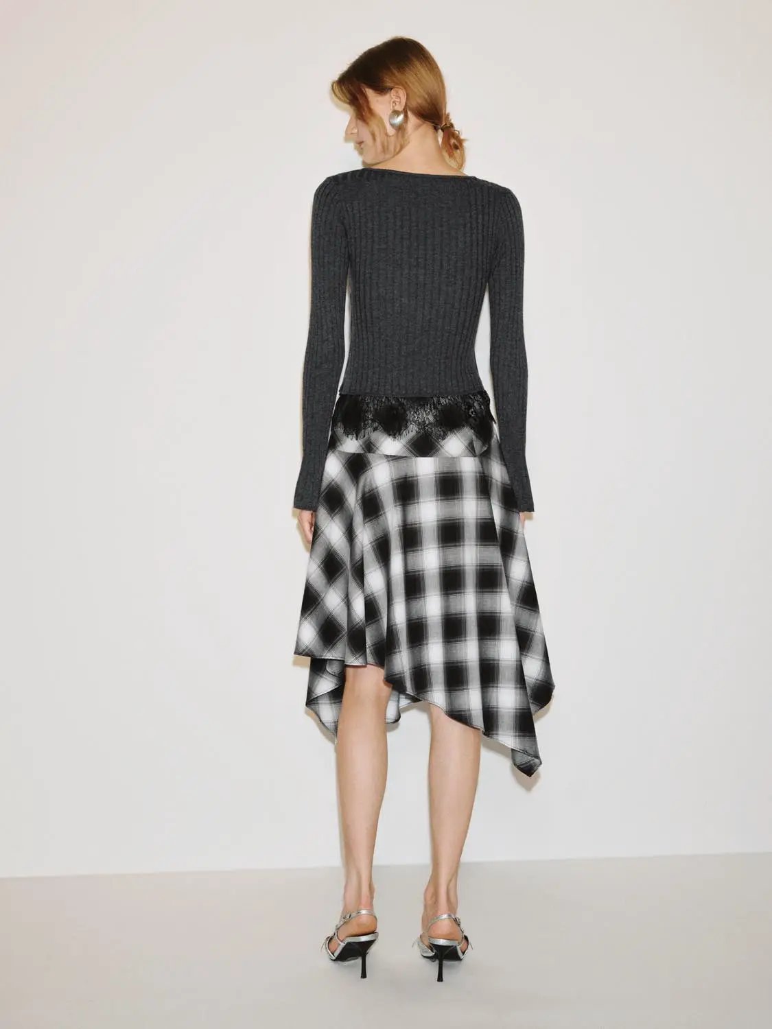 Ribbed Knit Lace Trim Cardigan