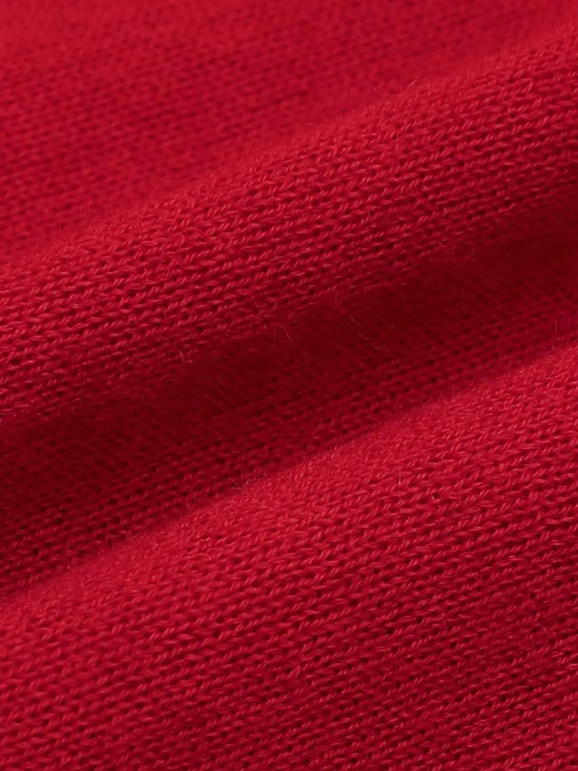 Plain Thin Red Knit Fitted Crew Neck Long Sleeve T-Shirt