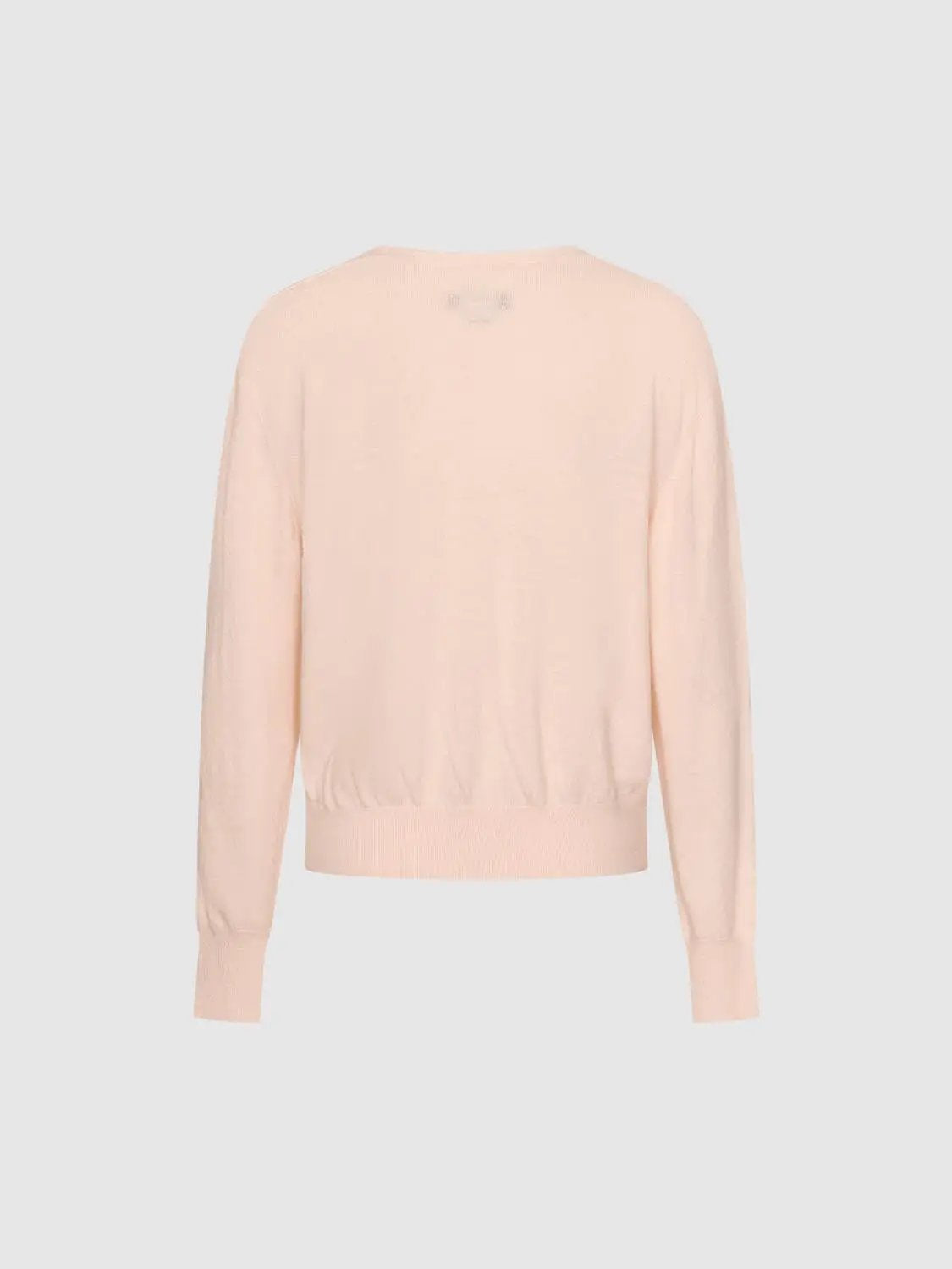 Solid Ribbed Knit V-neck Long Sleeve Pullover