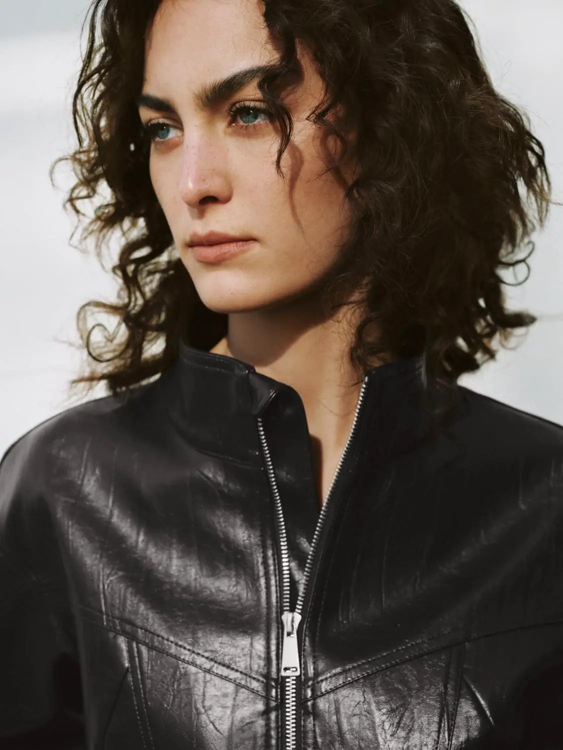Zip Front Elasticated Hem Cropped Long Sleeve Jacket