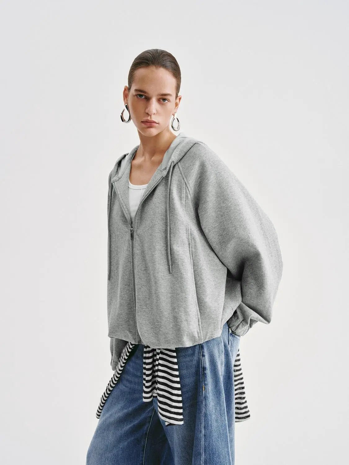 Light Hooded Cotton Blend Pullover