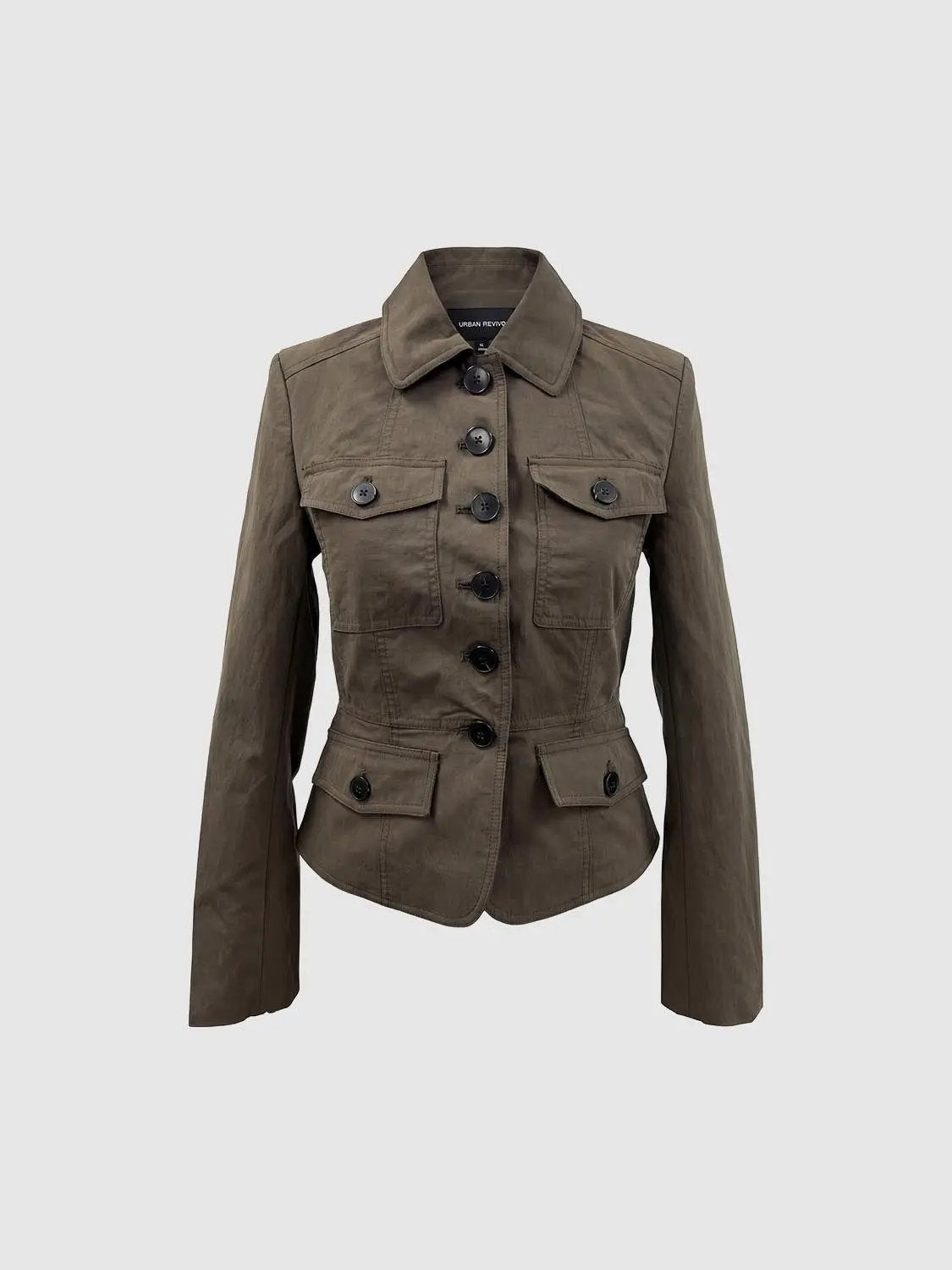 Utility Flap Pocket Long Sleeve Cotton Blend Jacket