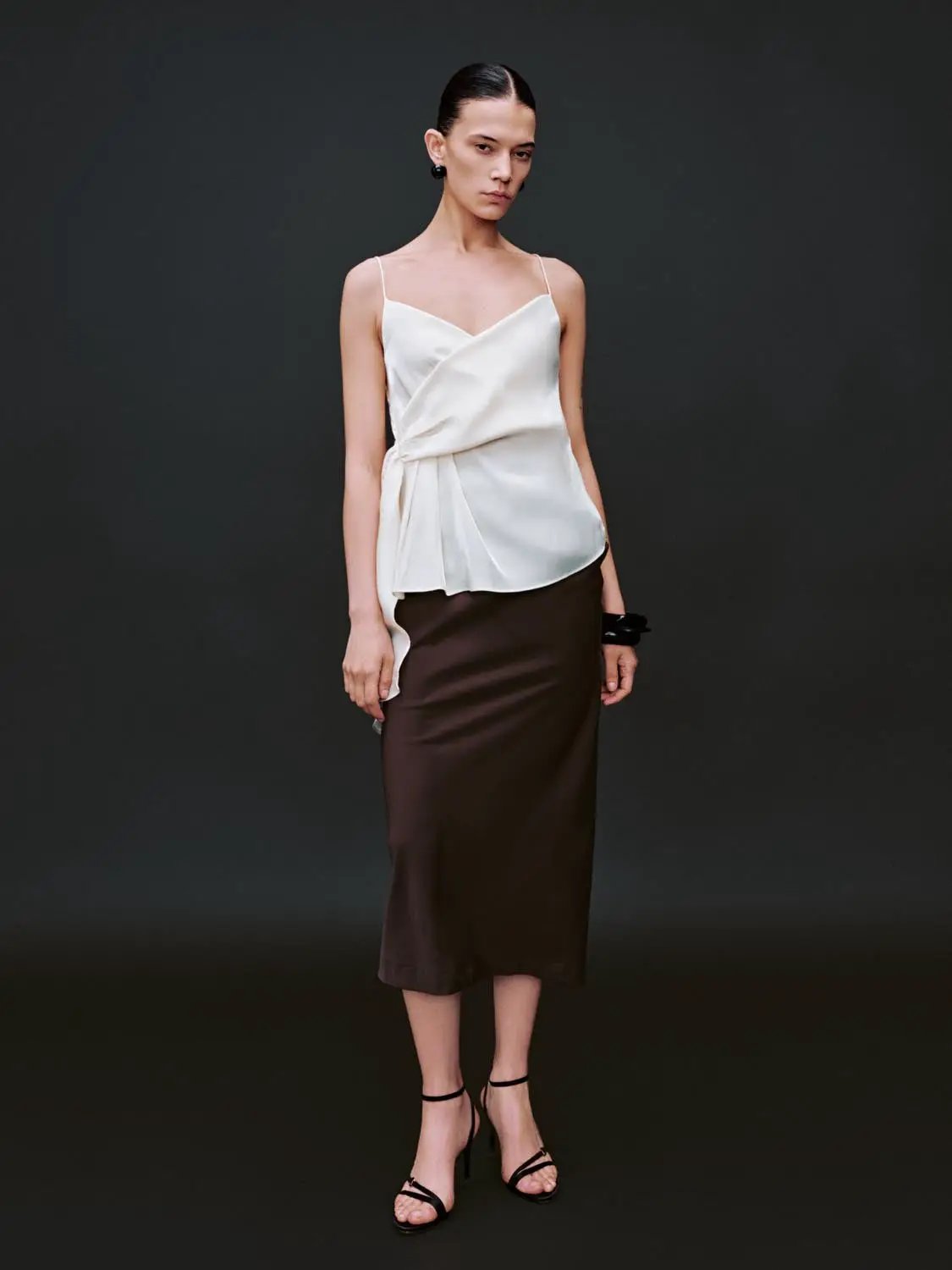 Crossover Wrap Spaghetti Strap Side Tie Peplum Top