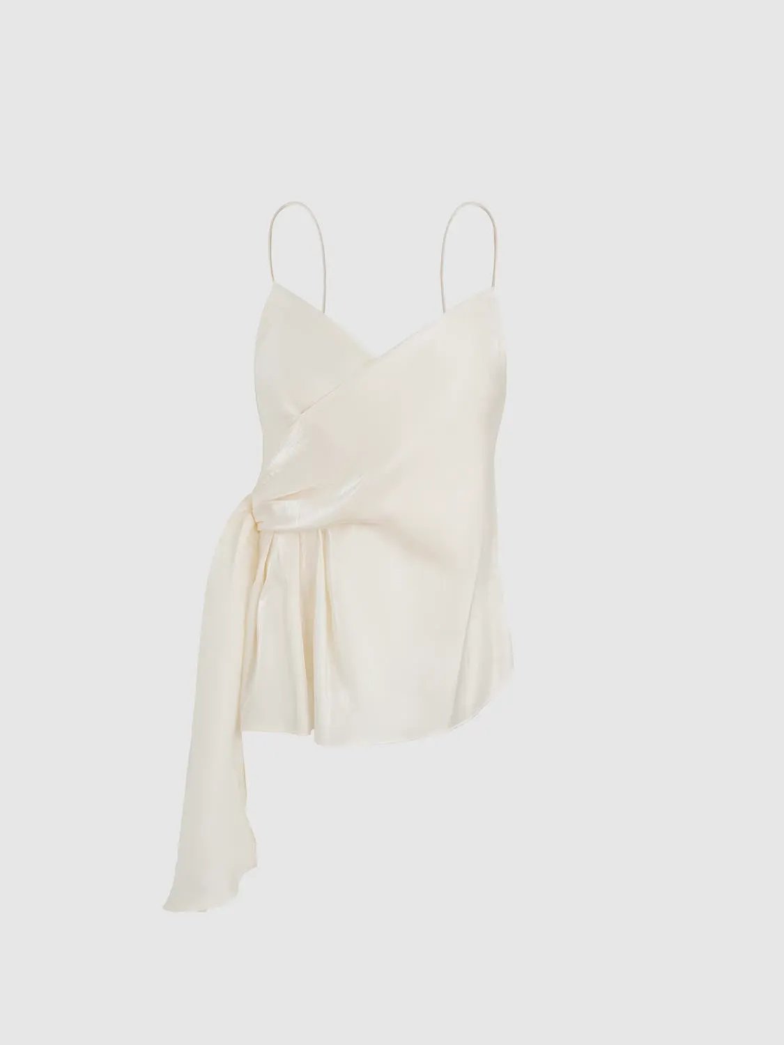 Crossover Wrap Spaghetti Strap Side Tie Peplum Top