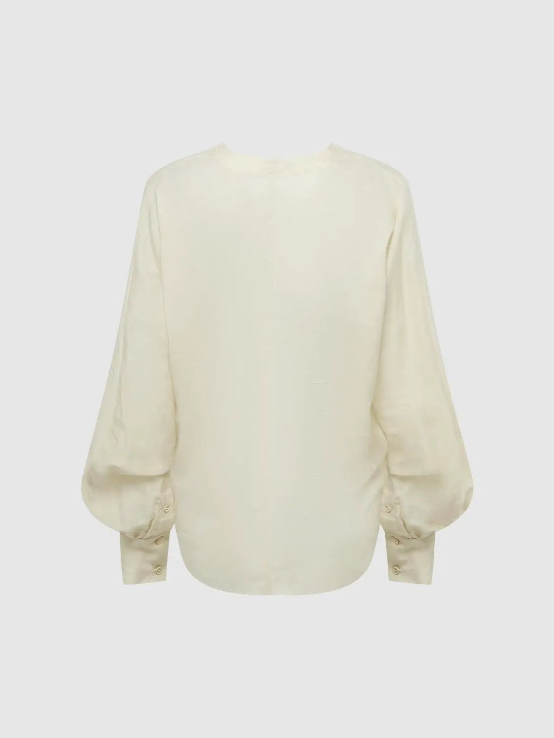 Twisted V-neck Long Sleeve Ramie Blend Blouse