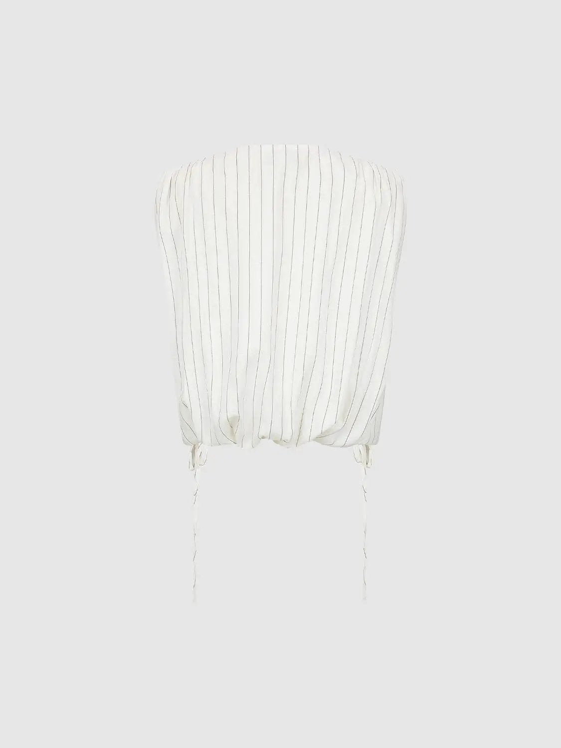 Striped Button Front Tie Hem Crew Neck Sleeveless Shirt