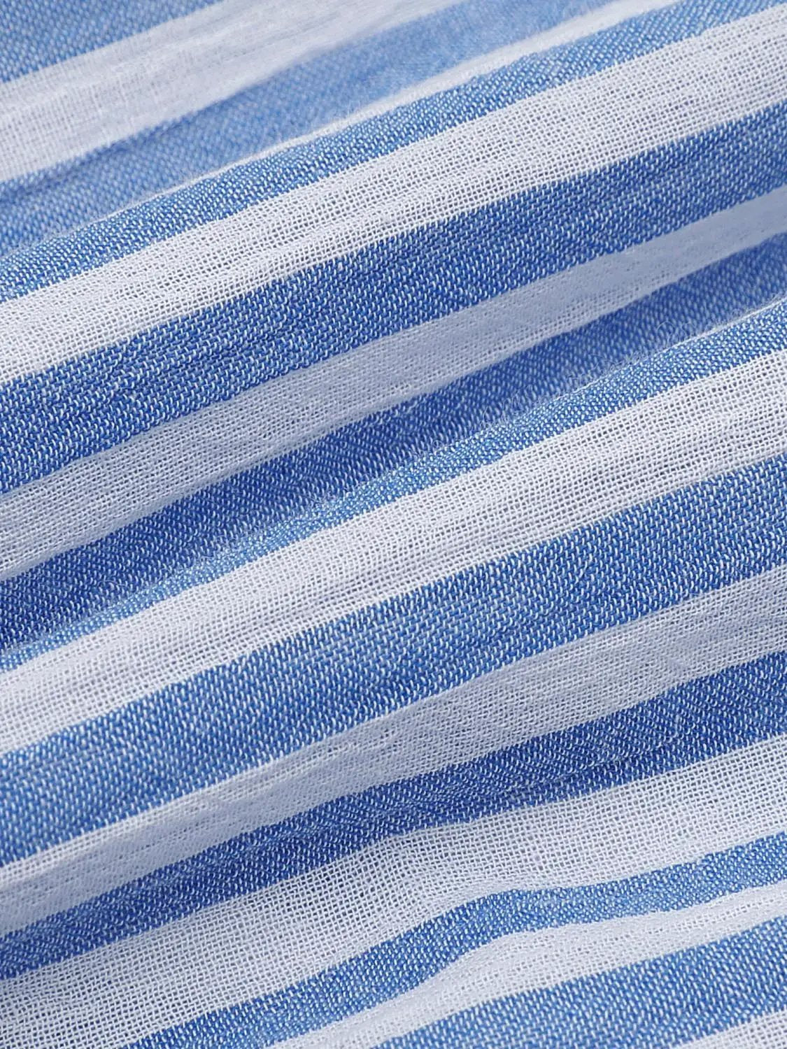 Twisted Front Striped Long Sleeve Cotton Shirt