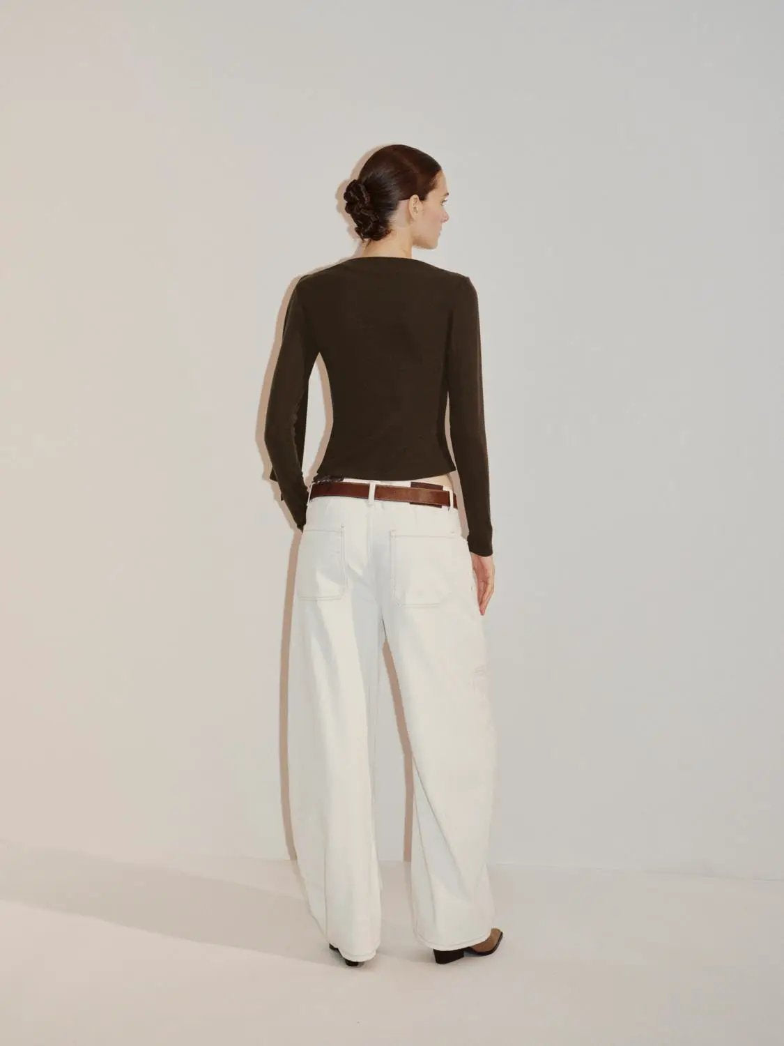 Draped One-Shoulder Long Sleeve Blouse