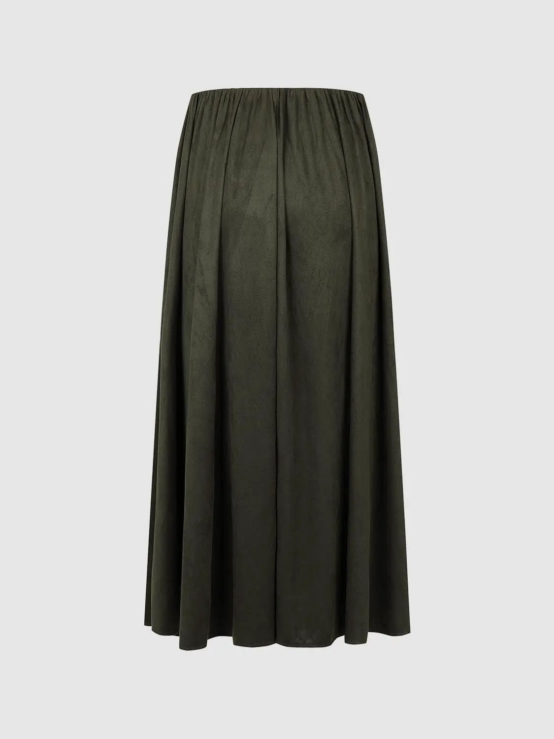 Elastic Waist Gathered Crinkled A-Line Midi Skirt
