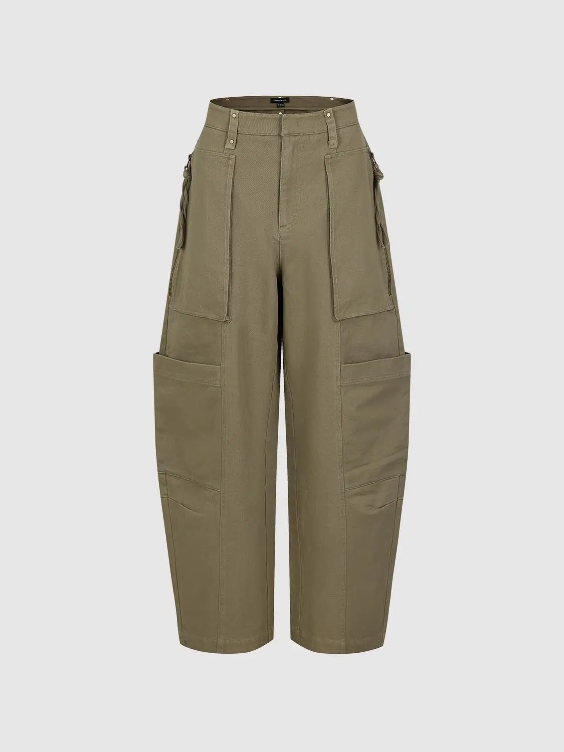 Multi Cargo Pockets Oversized Tapered Cotton Pants