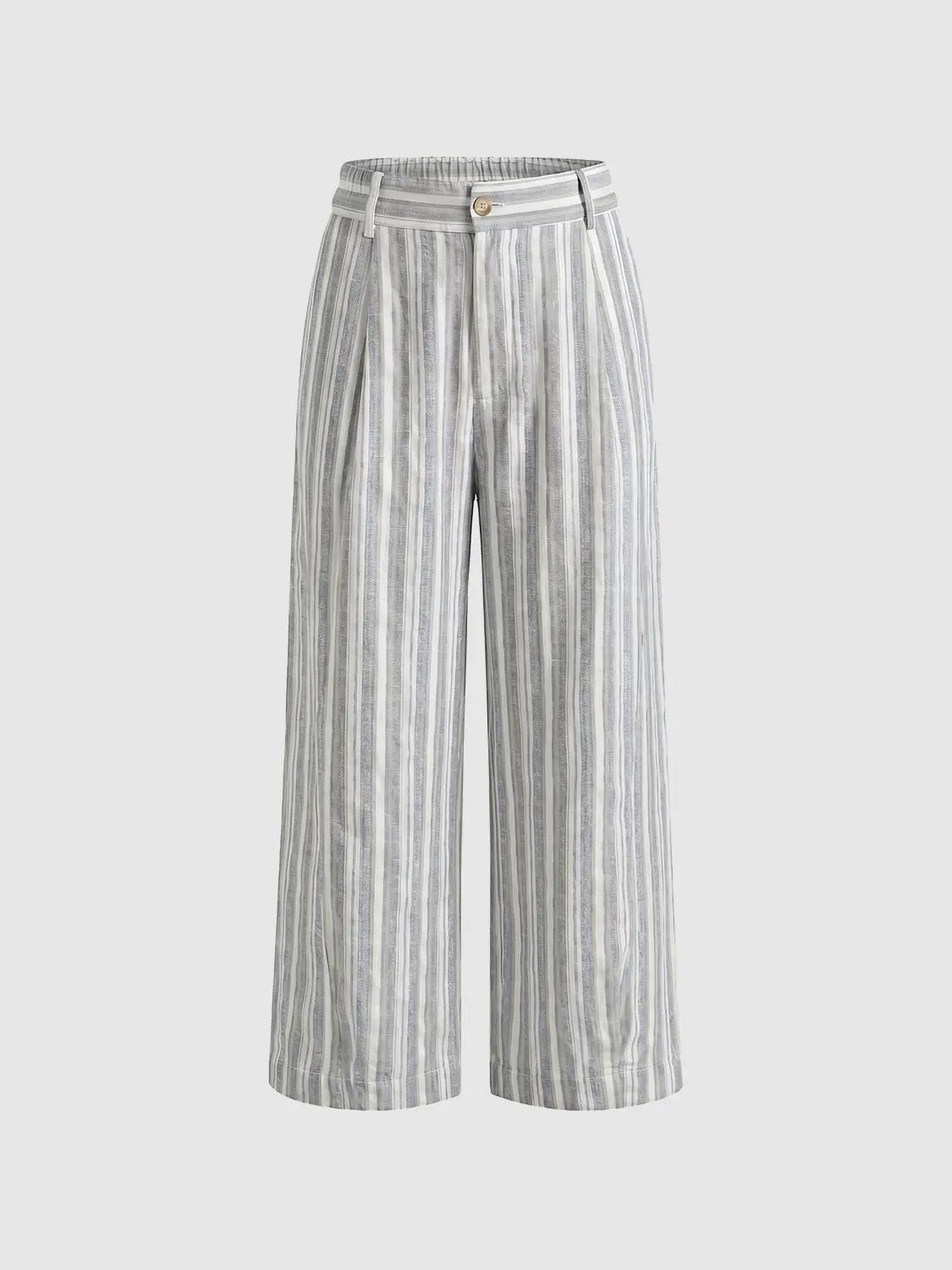 Loose Striped Waistband Barrel Ankle Casual Pants