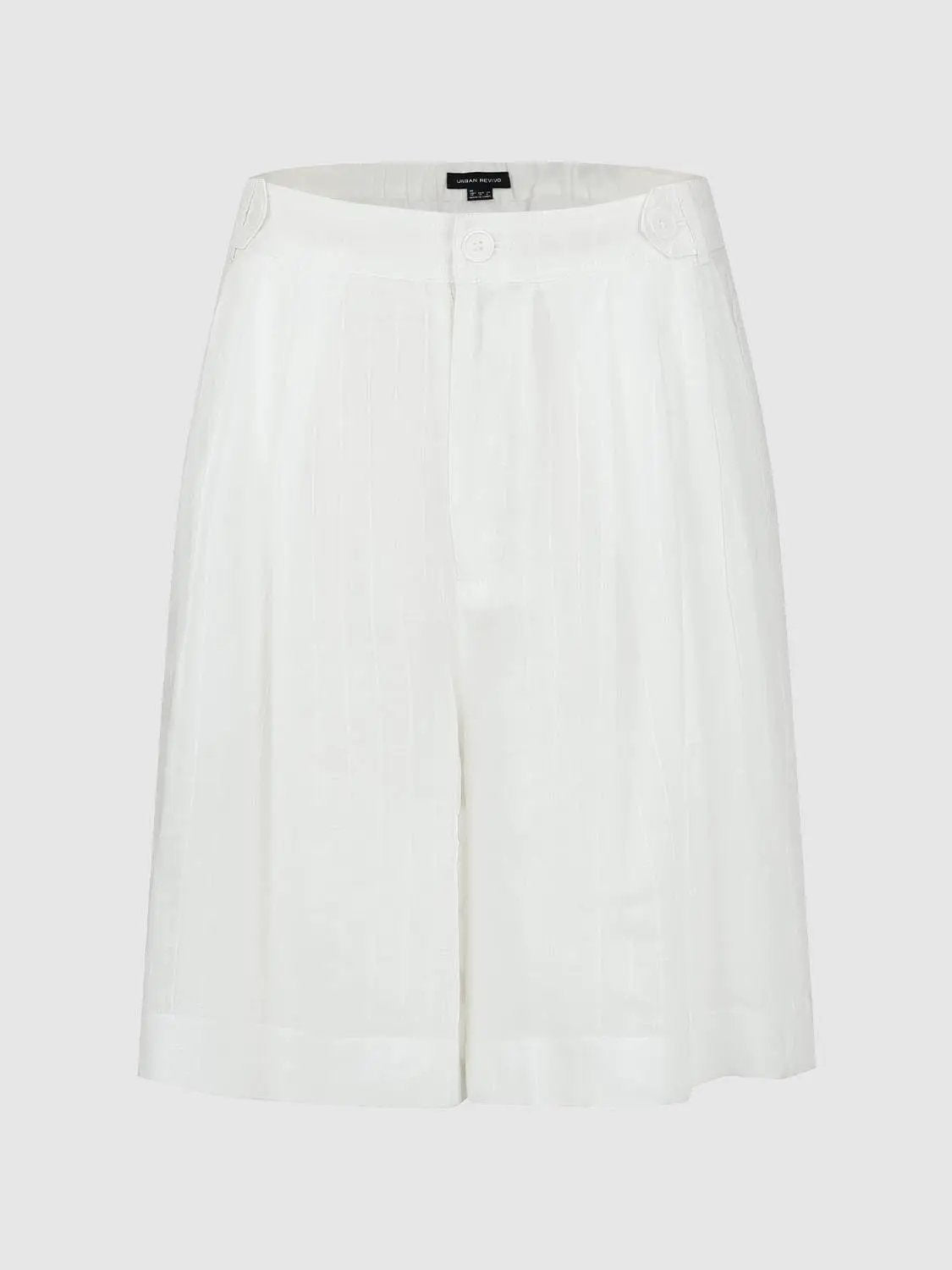 Pleated Wide-leg High-waisted Ramie Shorts