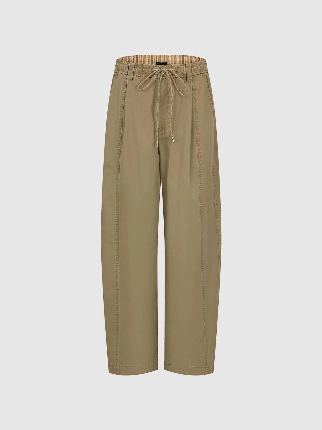 Elastic Drawstring Panelled Cotton Tapered Pants