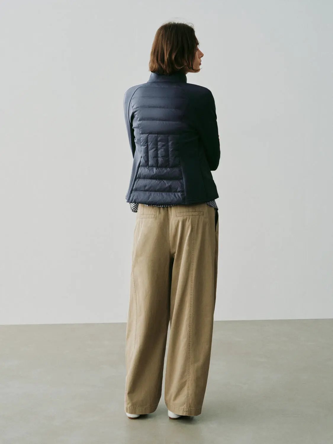 Elastic Drawstring Panelled Cotton Tapered Pants