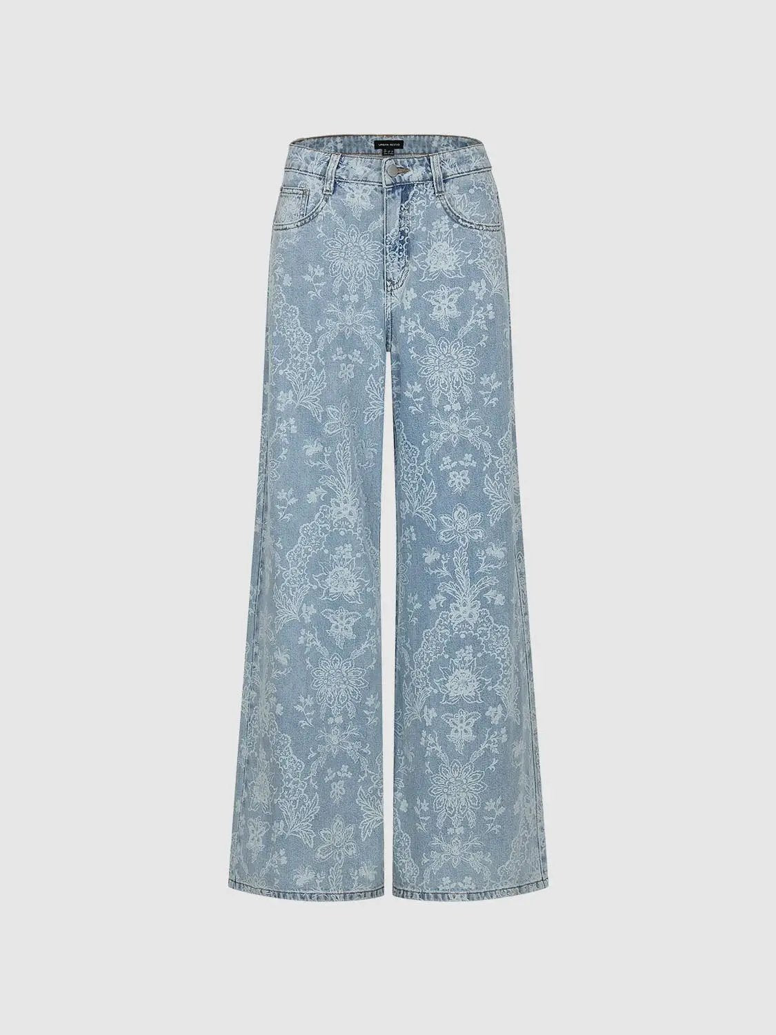 High Waist Loose Fit Light Wash Denim Wide Leg Jeans