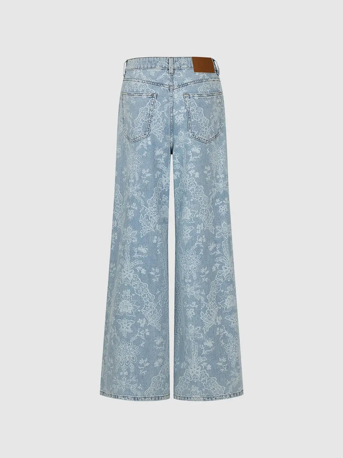 High Waist Loose Fit Light Wash Denim Wide Leg Jeans