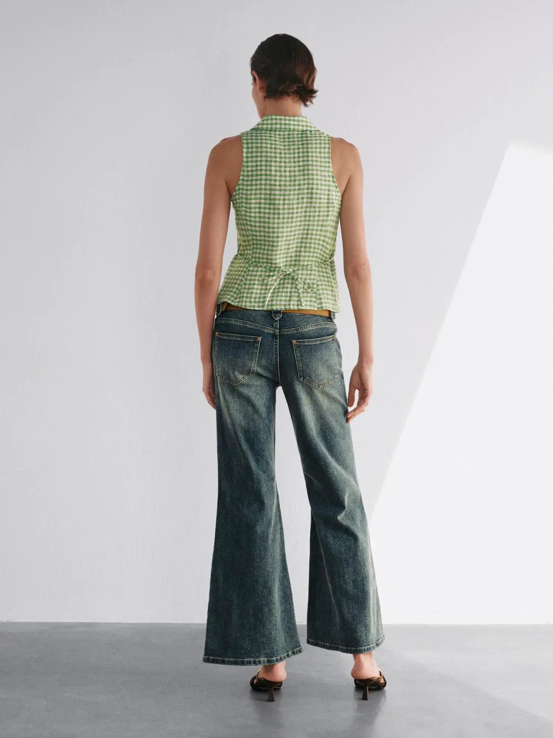 Faded Wide-leg Mid-rise Cotton Blend Jeans