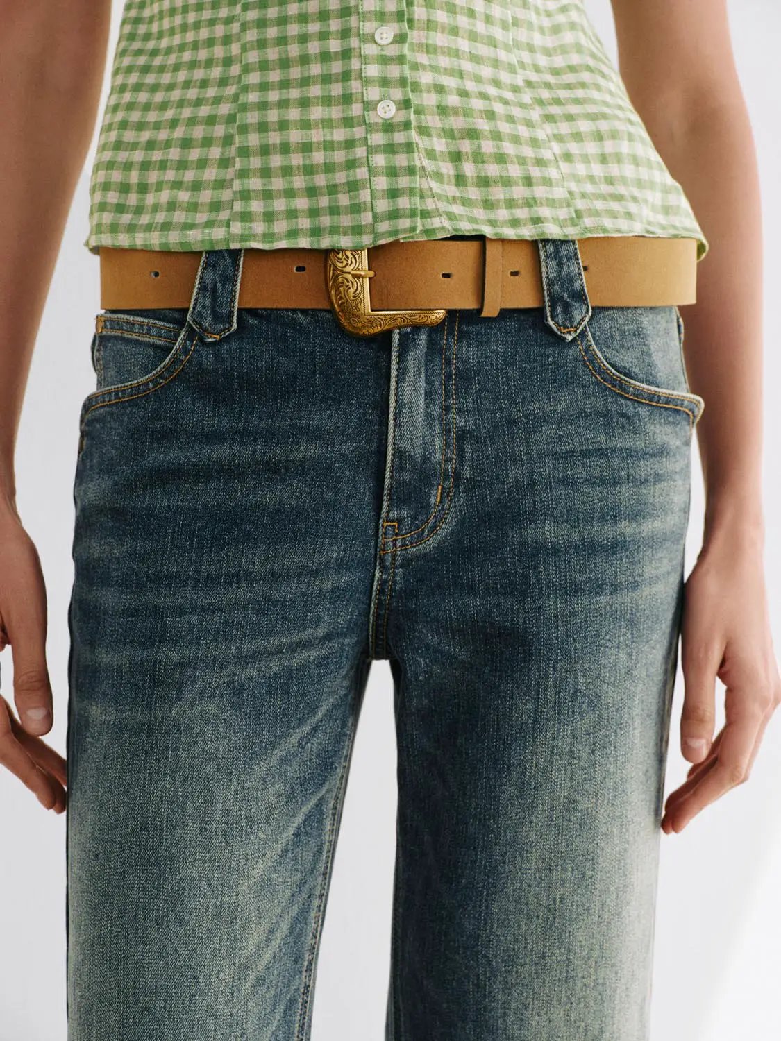 Faded Wide-leg Mid-rise Cotton Blend Jeans