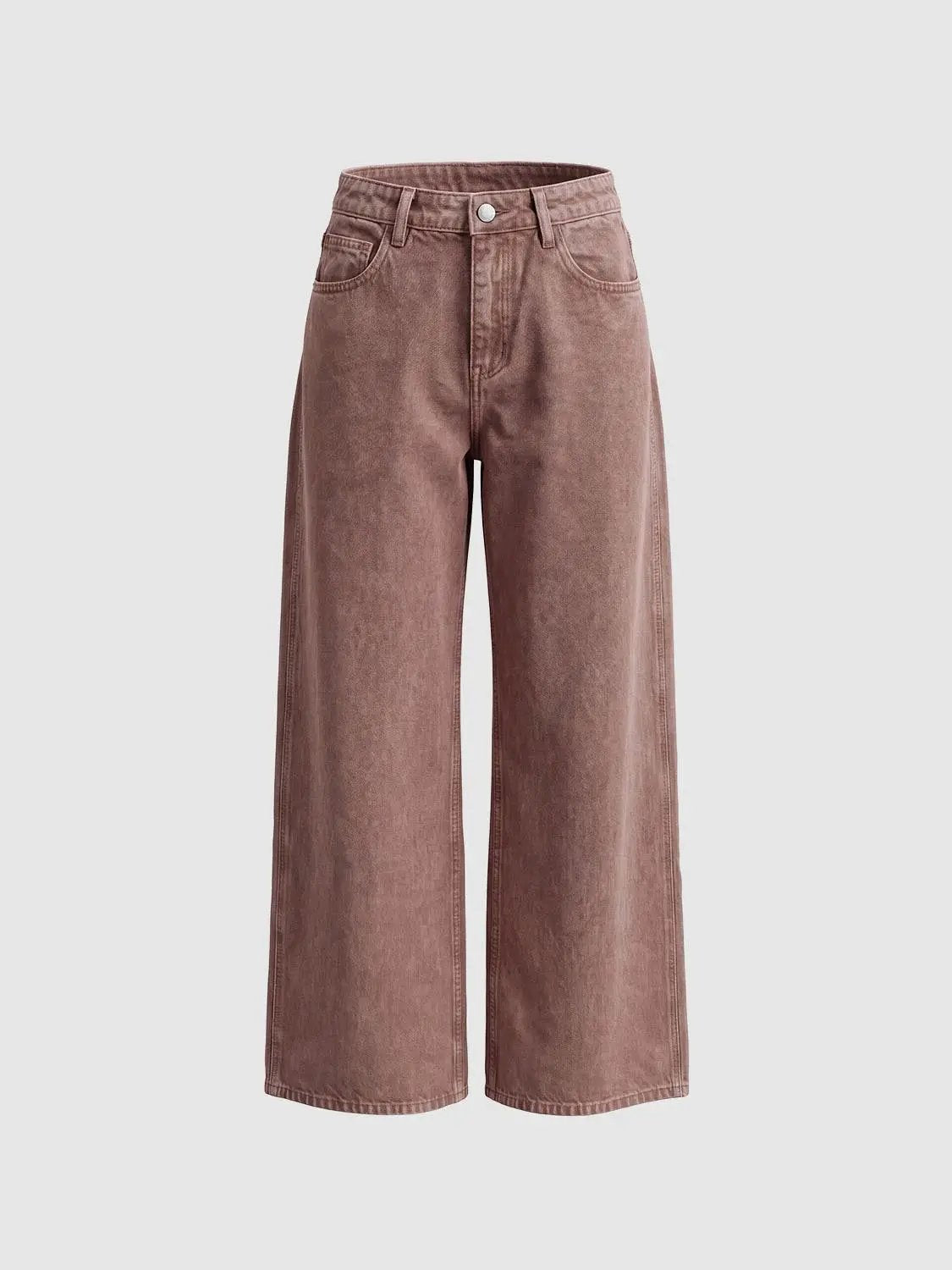 Muted Taupe Relaxed Wide-leg Cotton Pants