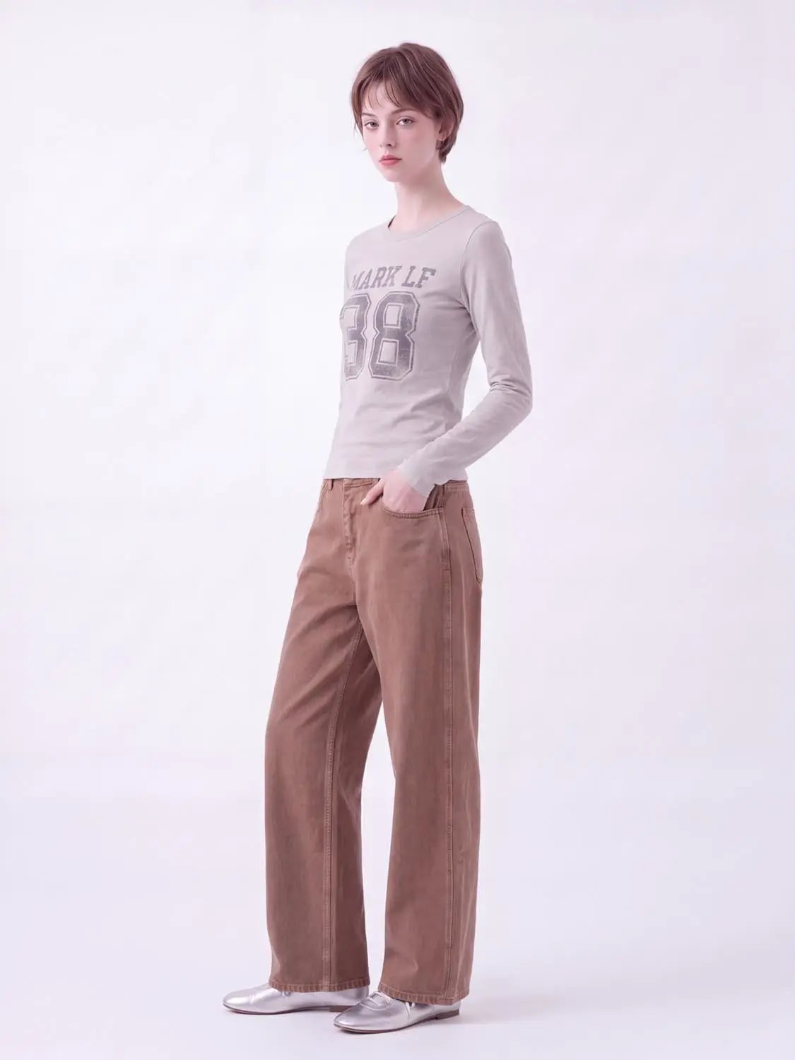 Muted Taupe Relaxed Wide-leg Cotton Pants