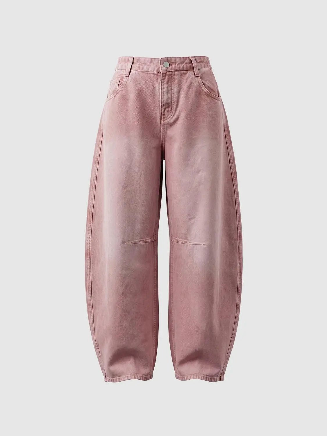 Washed Wide-leg Mid-rise Cotton Pants