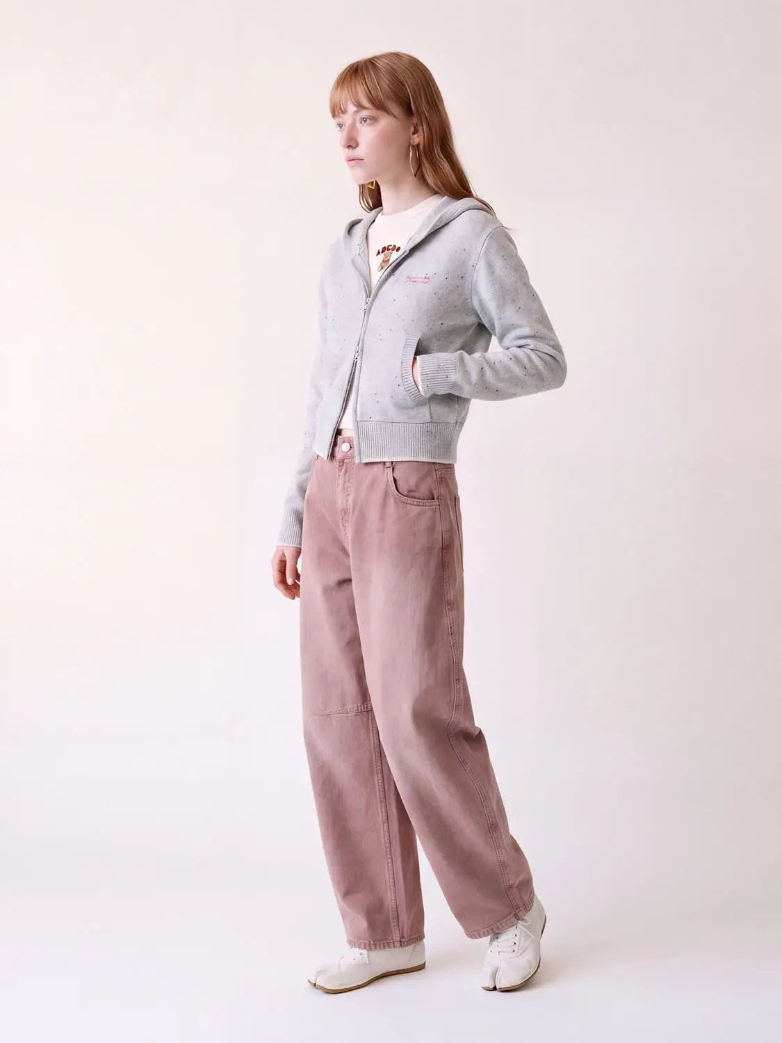 Washed Wide-leg Mid-rise Cotton Pants