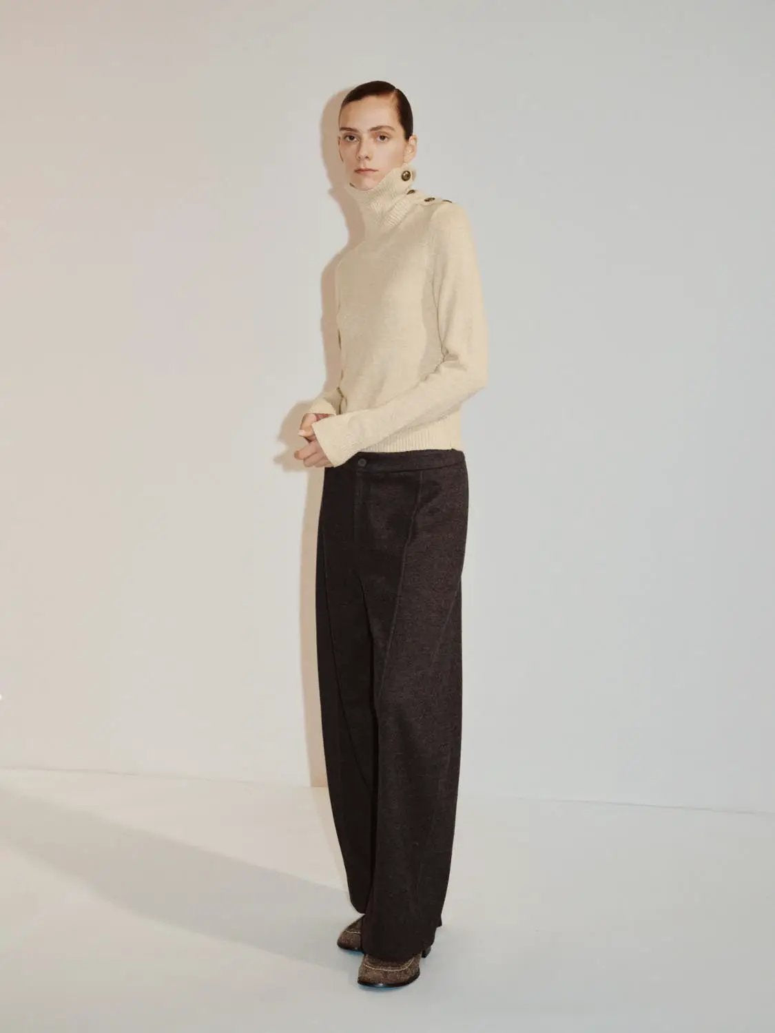 Button Detail Ribbed Long Sleeve Sweater