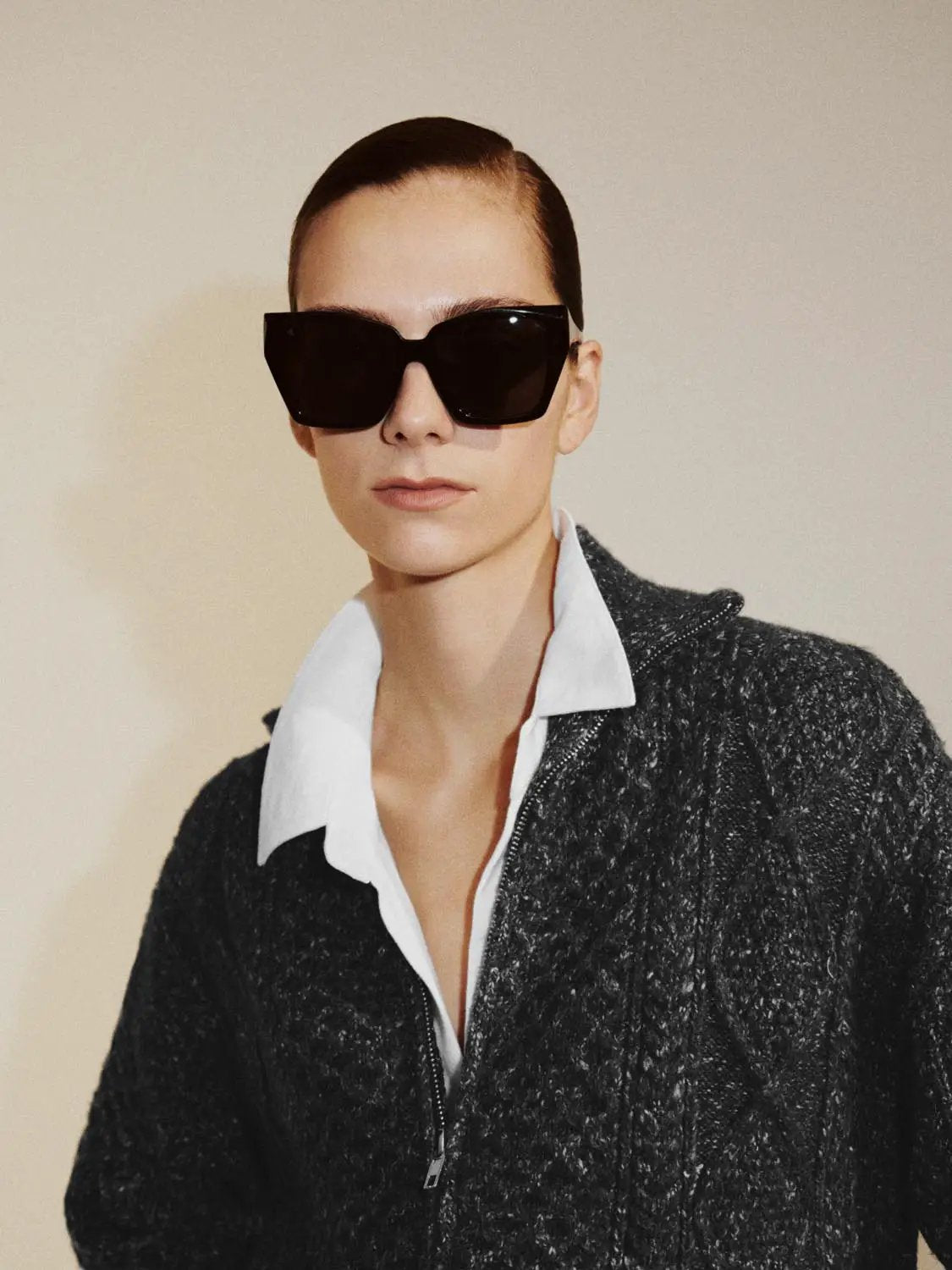 Textured Long Sleeve Zip Front Knit Jacket
