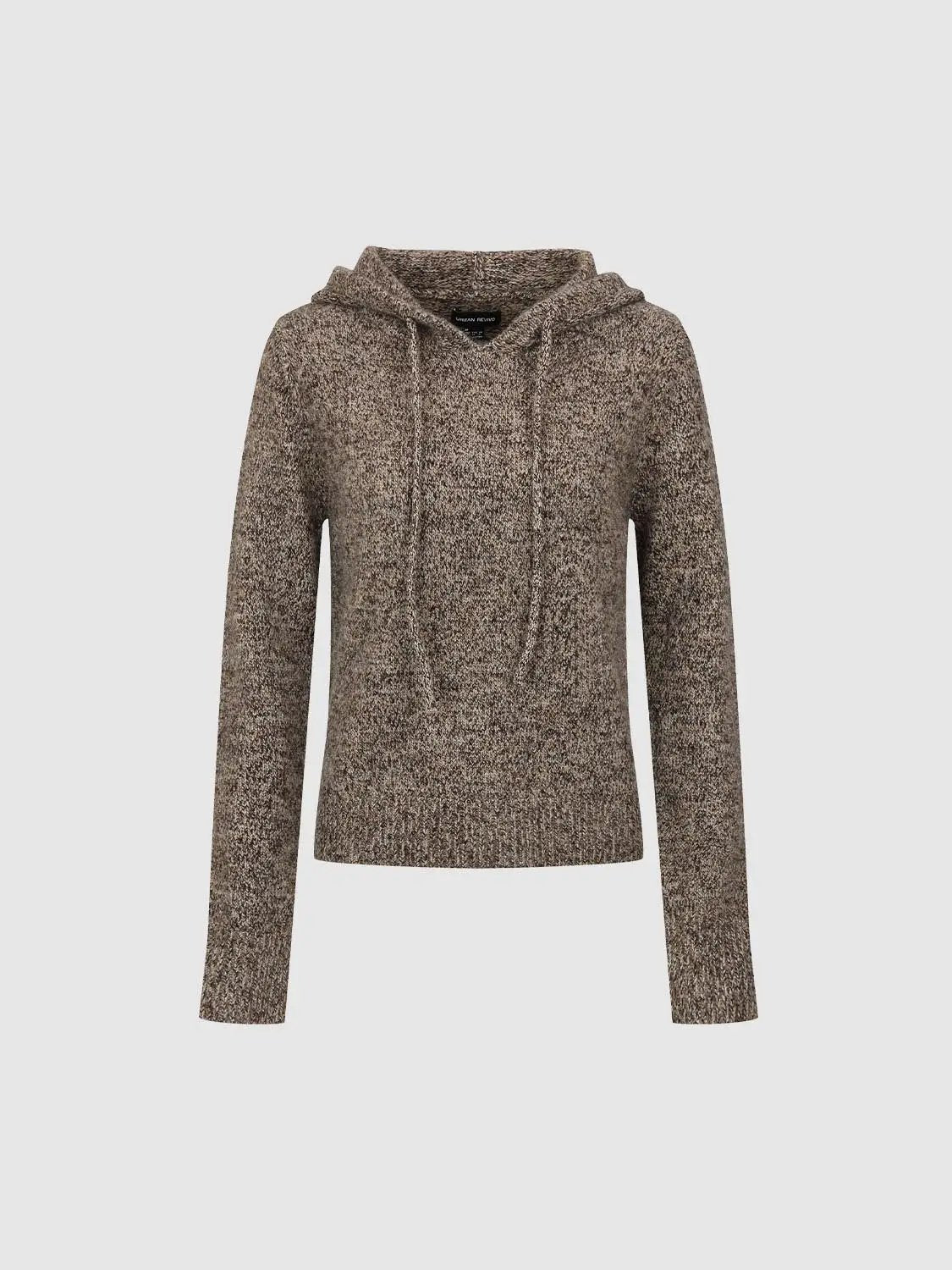 Textured Long Sleeve Marled Drawstring Hooded Pullover