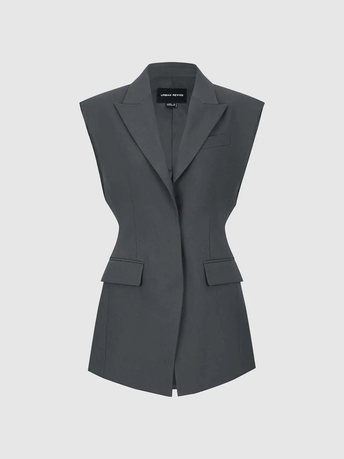Sleeveless Lapel Collar Button Front Vest