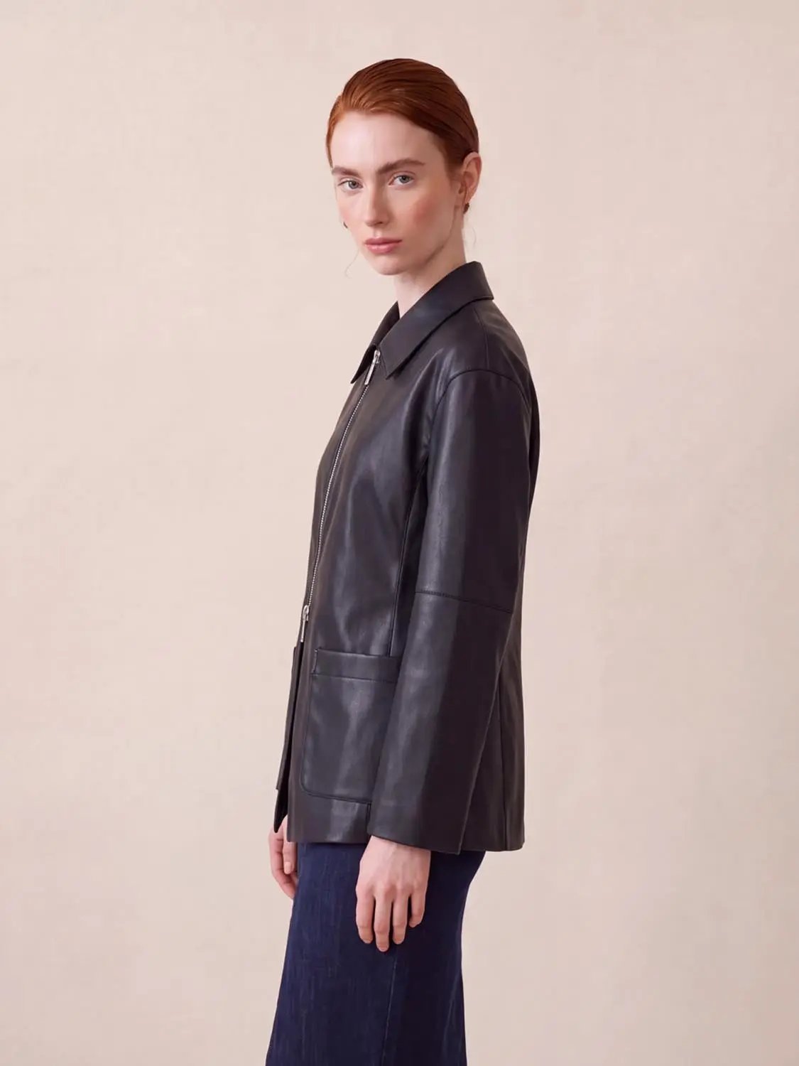 Zip Up Front Vegan Leather Jackets