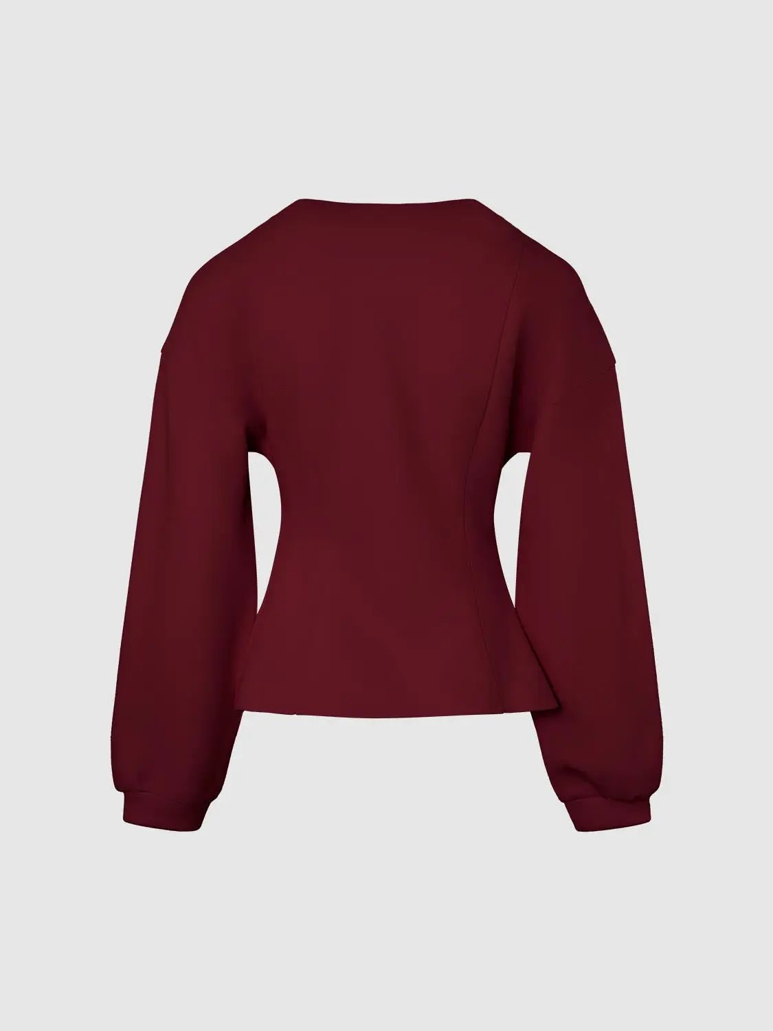 V Neck Zip Front Fitted Waist Cropped Jacket