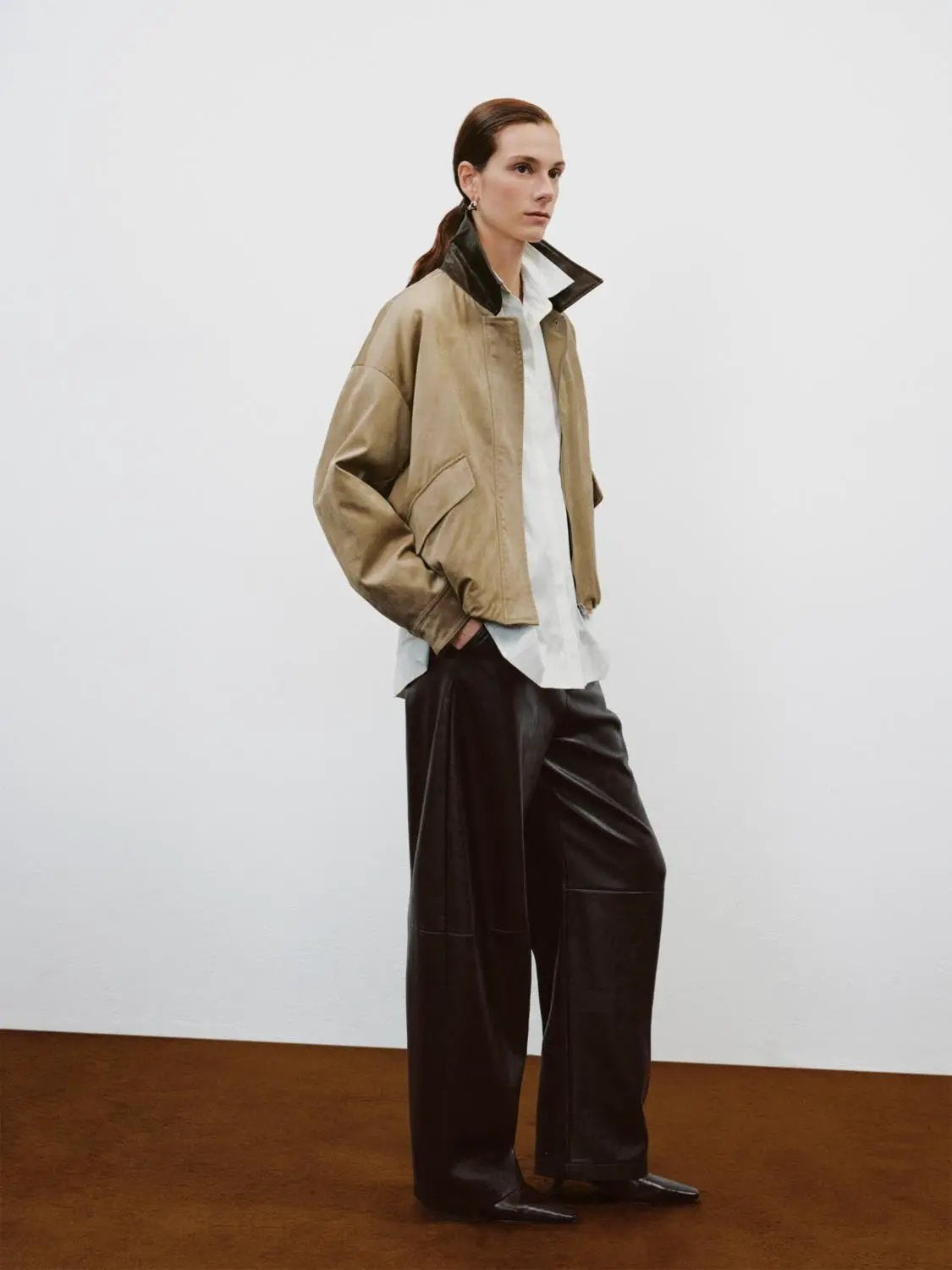 Contrast Collar Boxy Long Sleeve Side Pocket Jacket