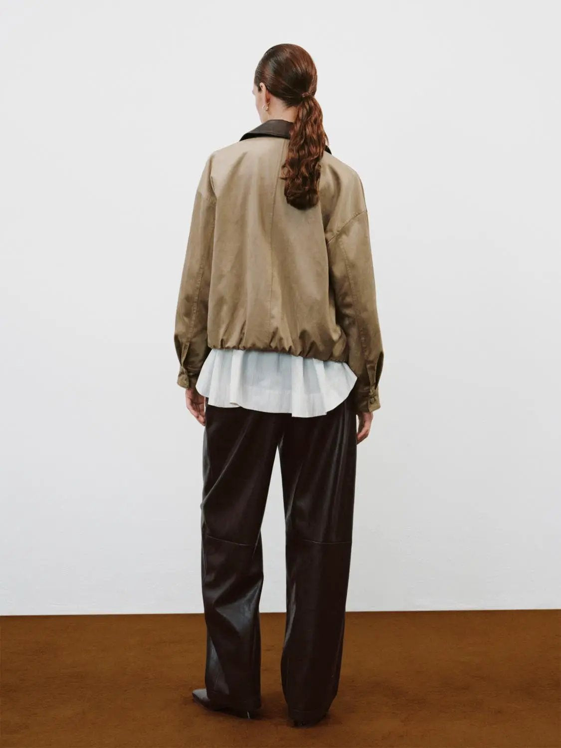 Contrast Collar Boxy Long Sleeve Side Pocket Jacket
