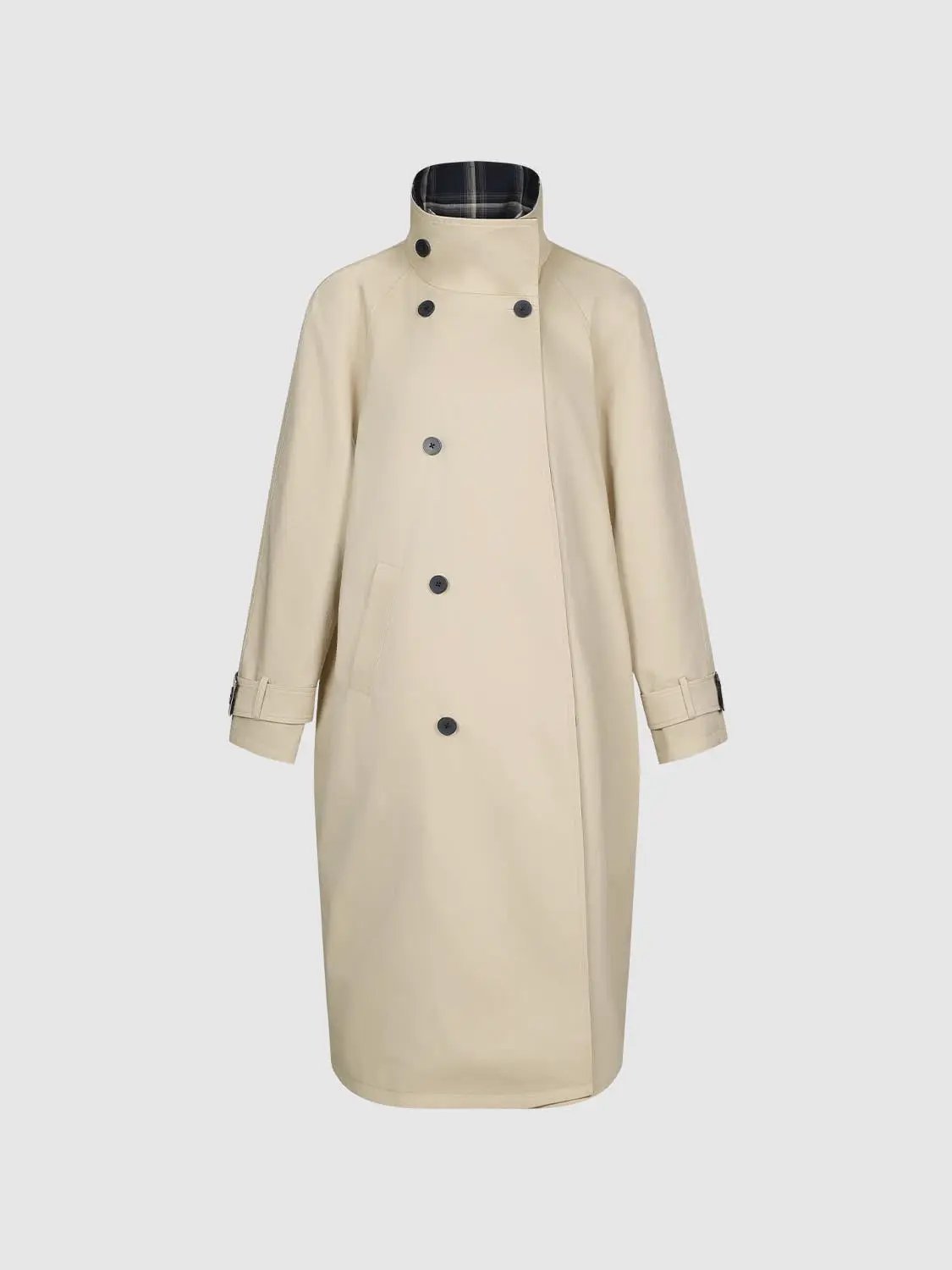 Long Sleeve Stand Collar Trench Coat