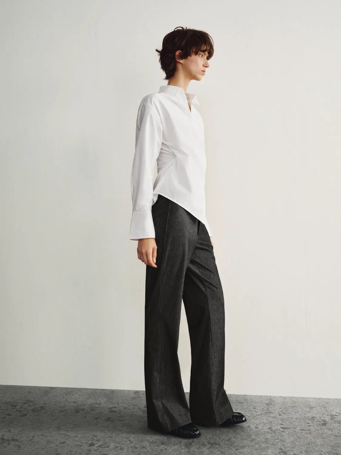 Wrap Front Thin Stretch Cotton Shirt