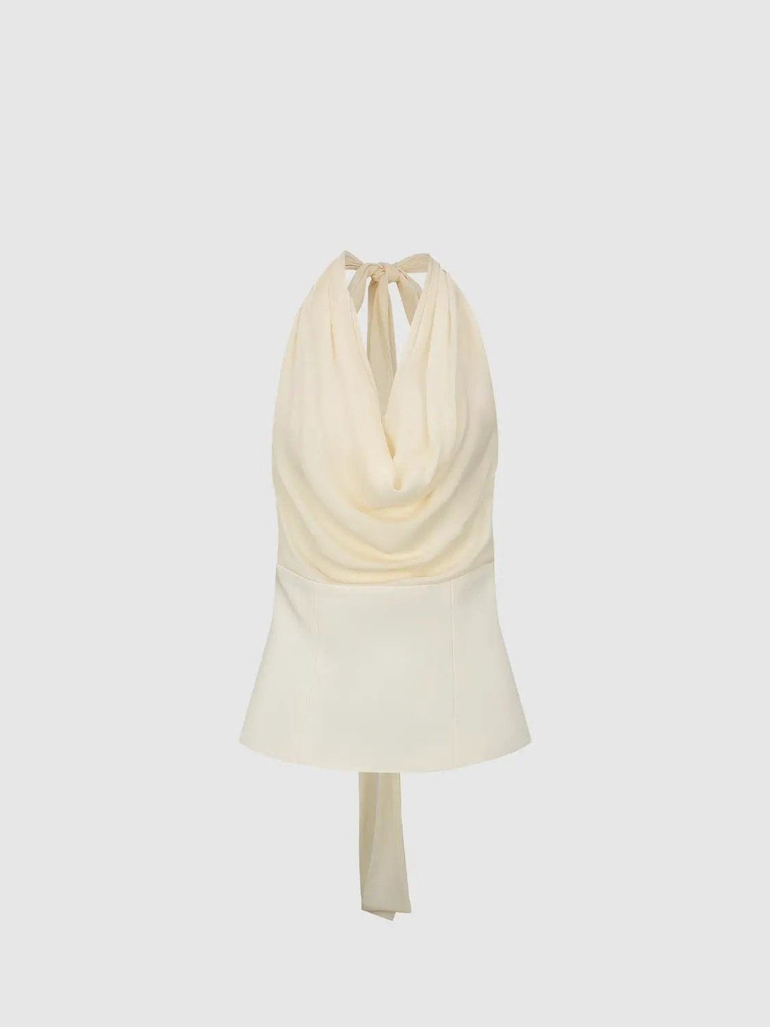 Twisted Front Tie Neck Sleeveless Peplum Blouse