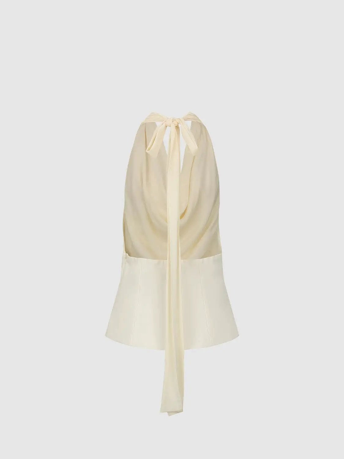 Twisted Front Tie Neck Sleeveless Peplum Blouse