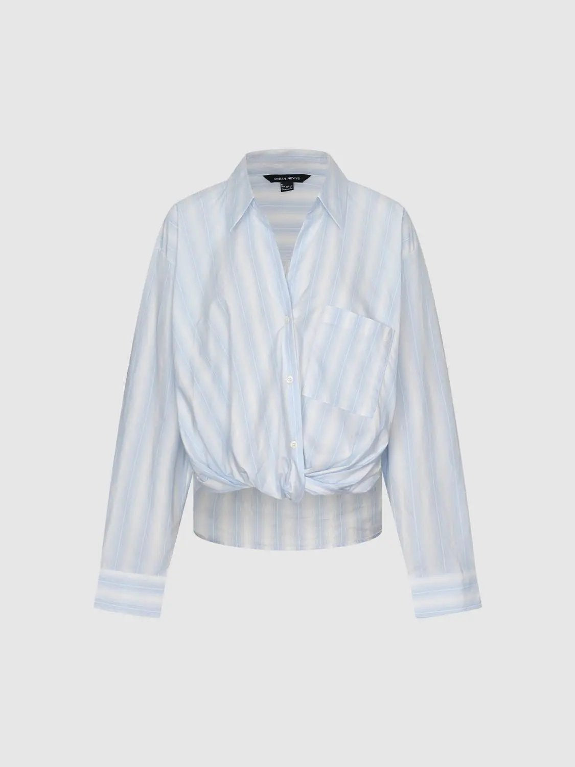 Oversized Twisted Striped Long Sleeve Cotton Shirt