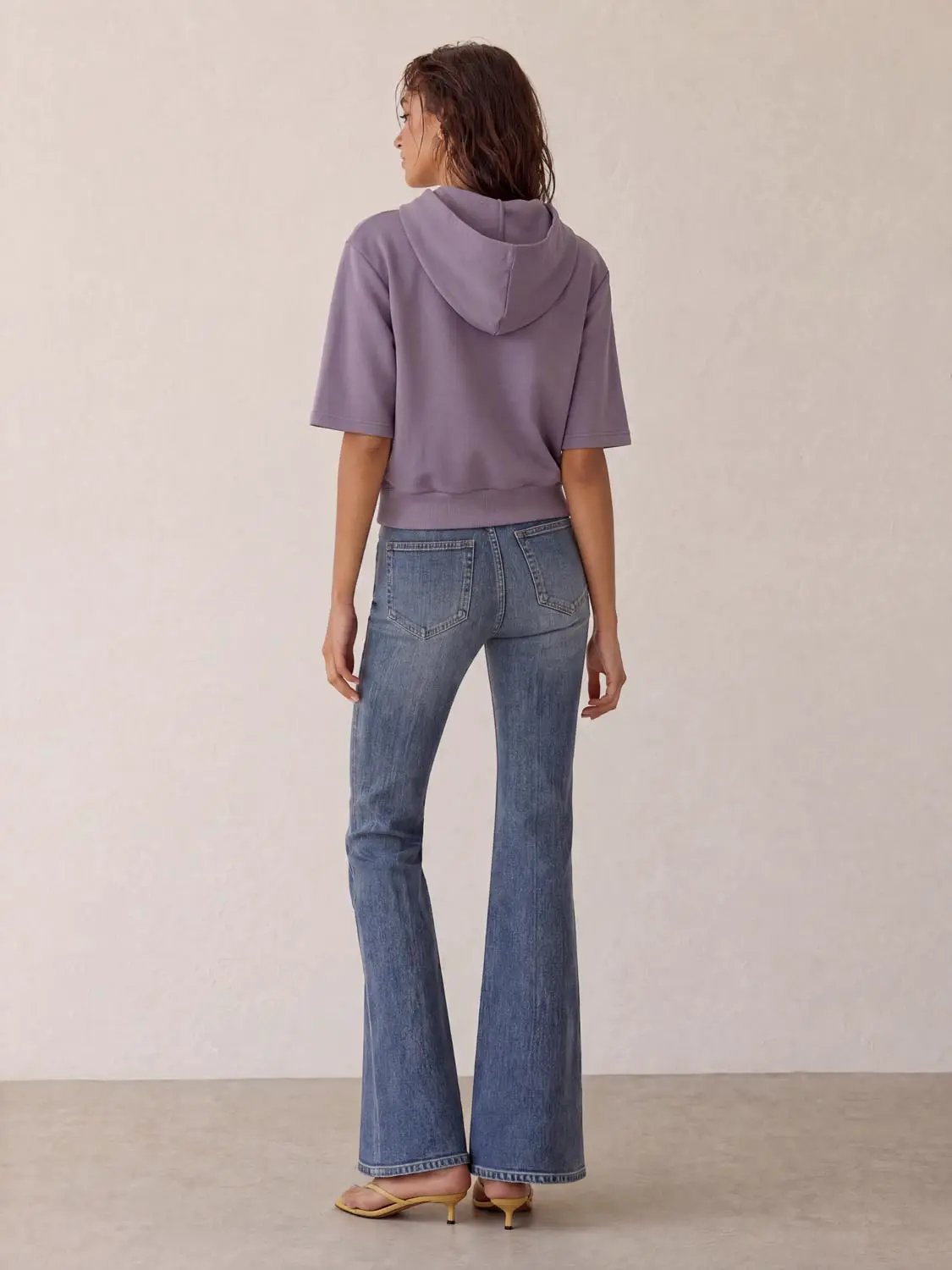 Hooded Half Sleeve Slight Stretch Cotton T-Shirt