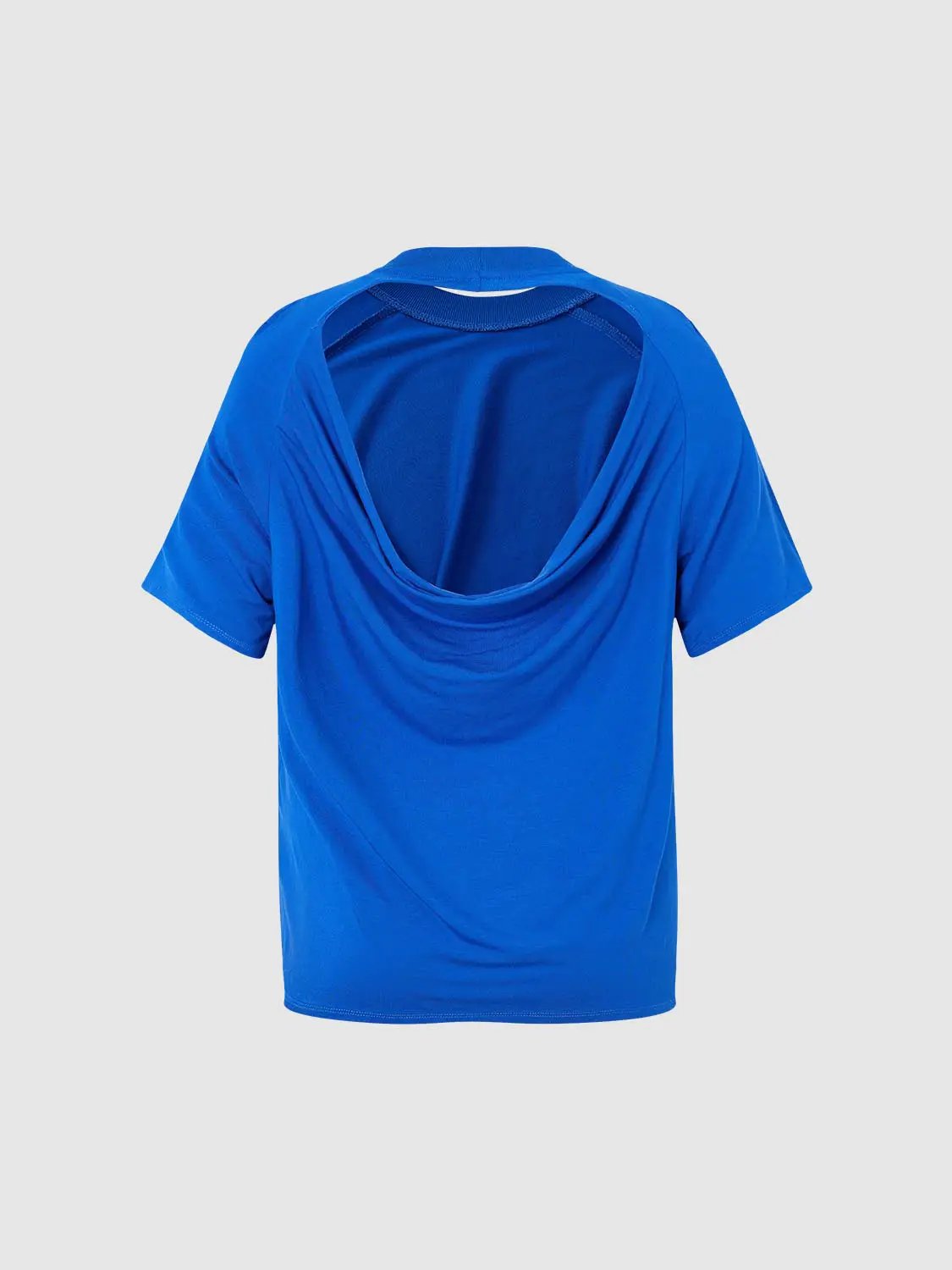 Crew Neck Raglan Seam Padded Shoulder Short Sleeve T-Shirt