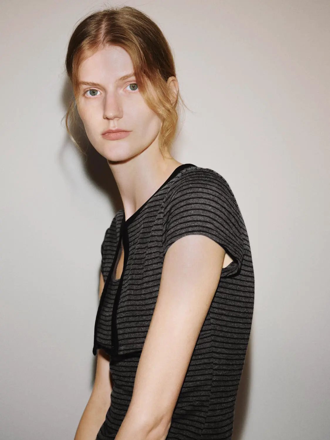 Striped Keyhole Knit T-shirt