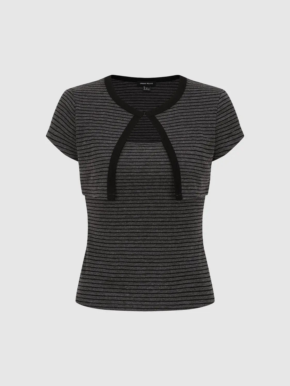 Striped Keyhole Knit T-shirt