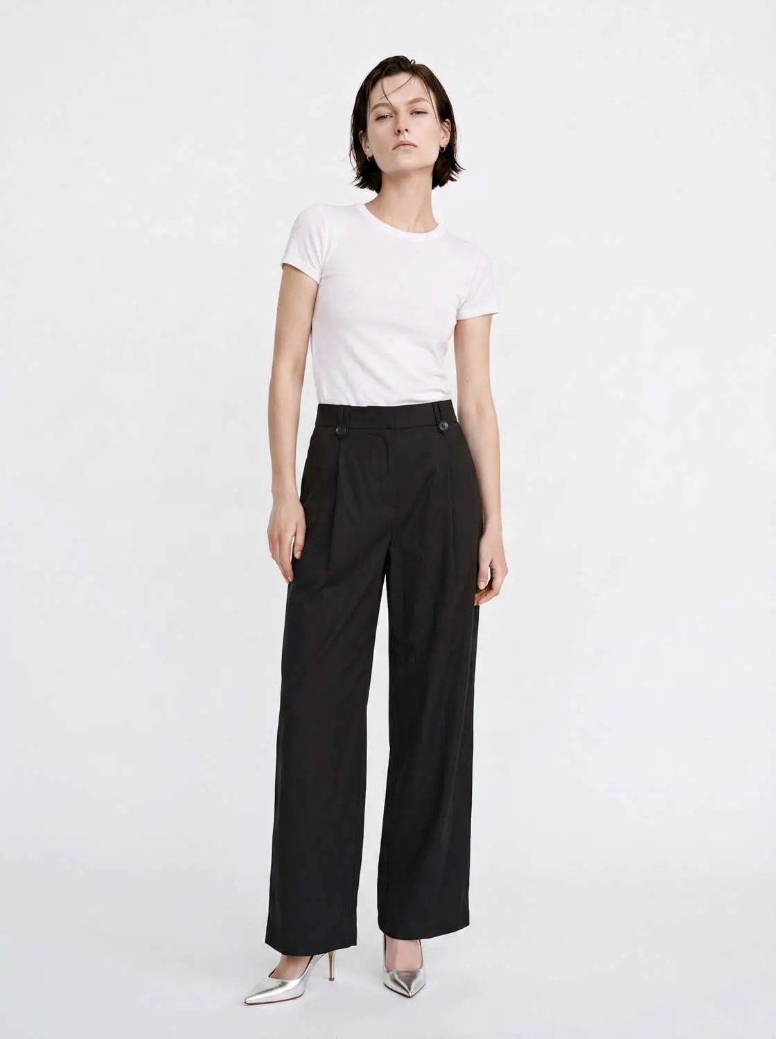 Front Pleat High-waisted Wide-leg Pants