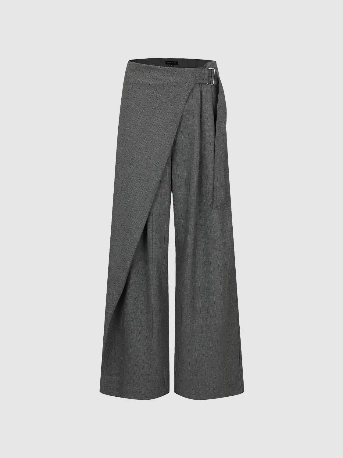 Mid-rise Pinstripe Wrap Front Wide-leg Pants