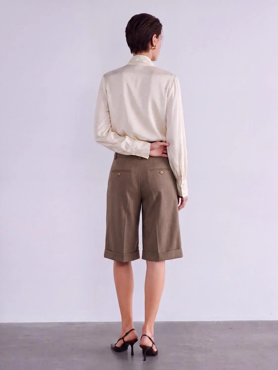 Pleated Mid-rise Tailored Straight-Leg Pants