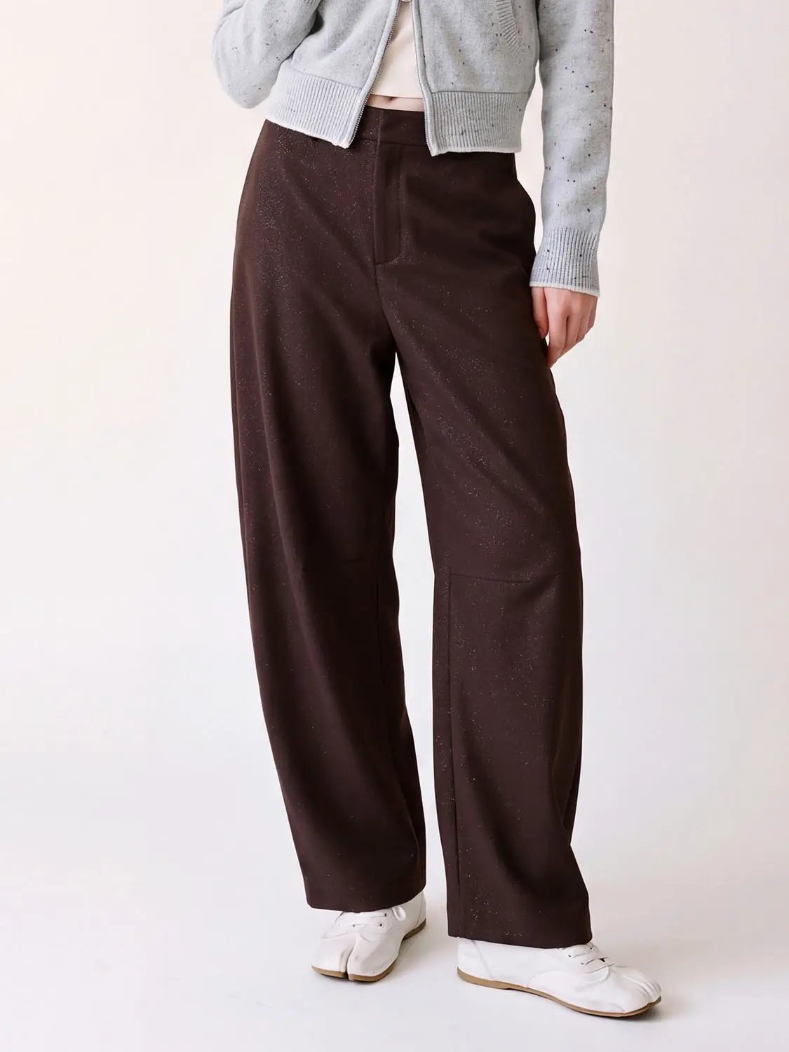 Textured Mid-rise Wide-leg Pants